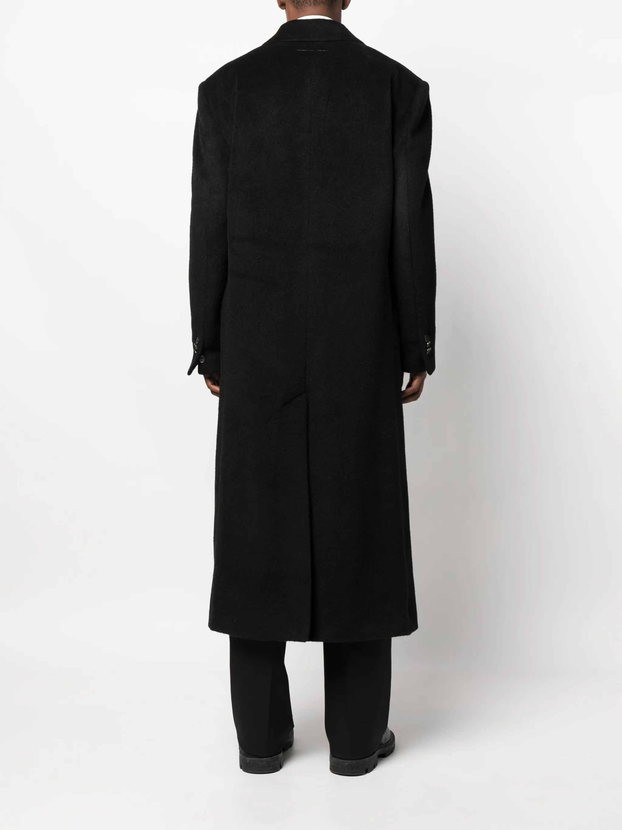 single-breasted virgin-wool-mohair blend coat