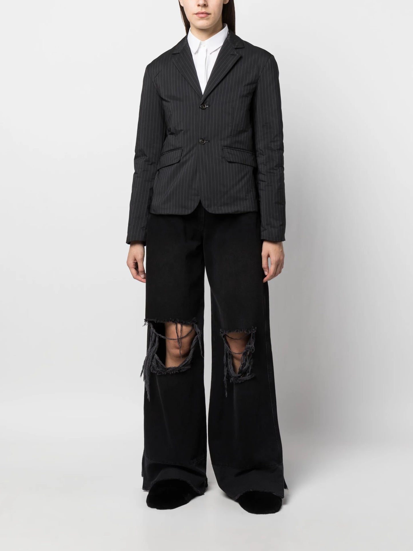 pinstripe single-breasted blazer