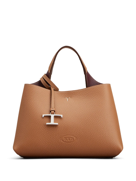logo-pendant leather tote bag