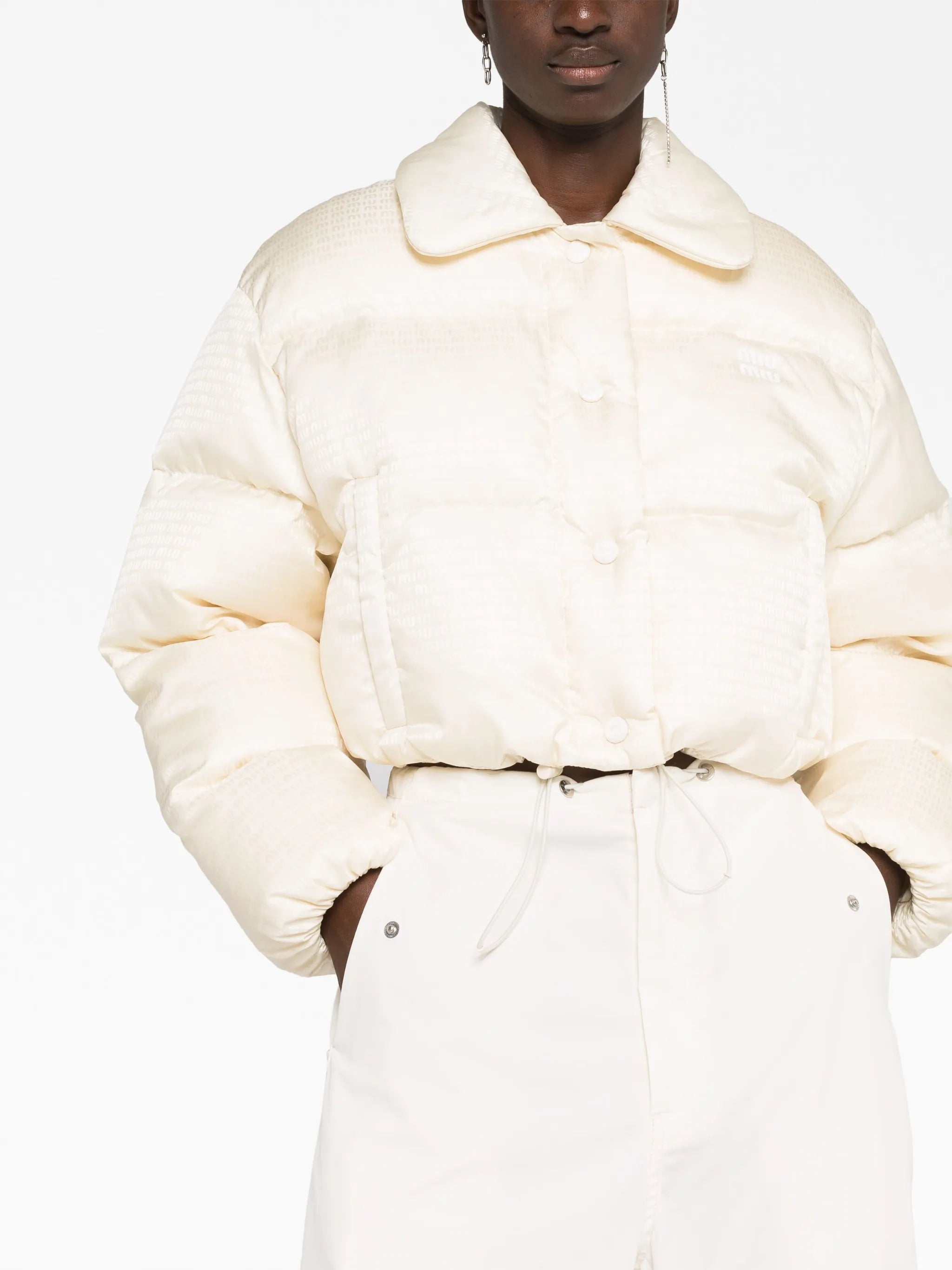 logo-print cropped puffer jacket