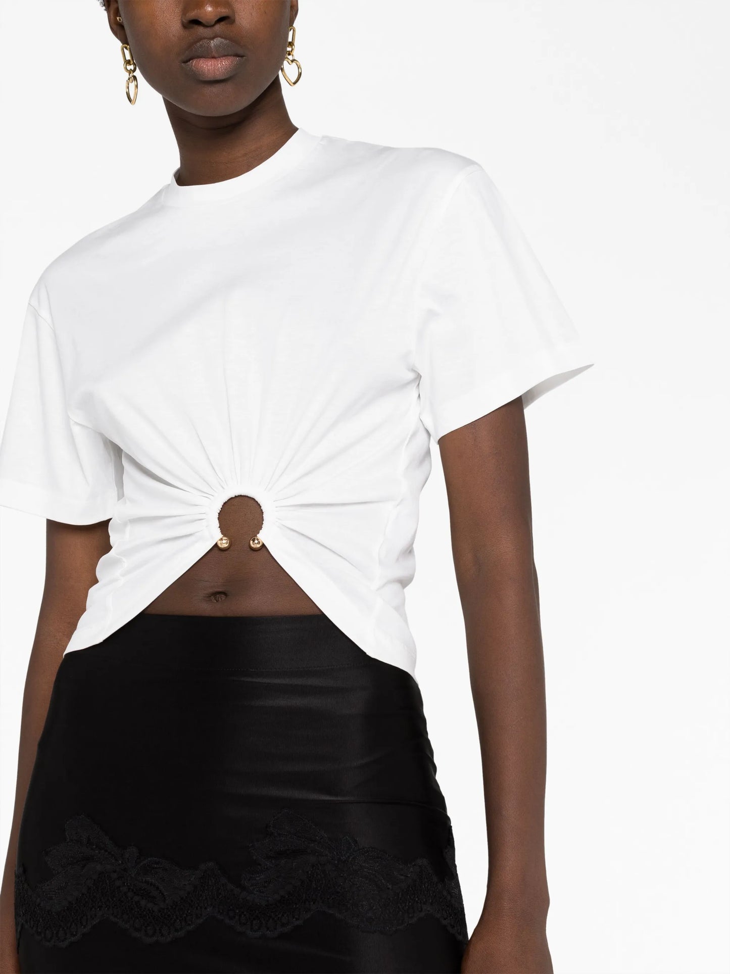 gathered cotton T-shirt