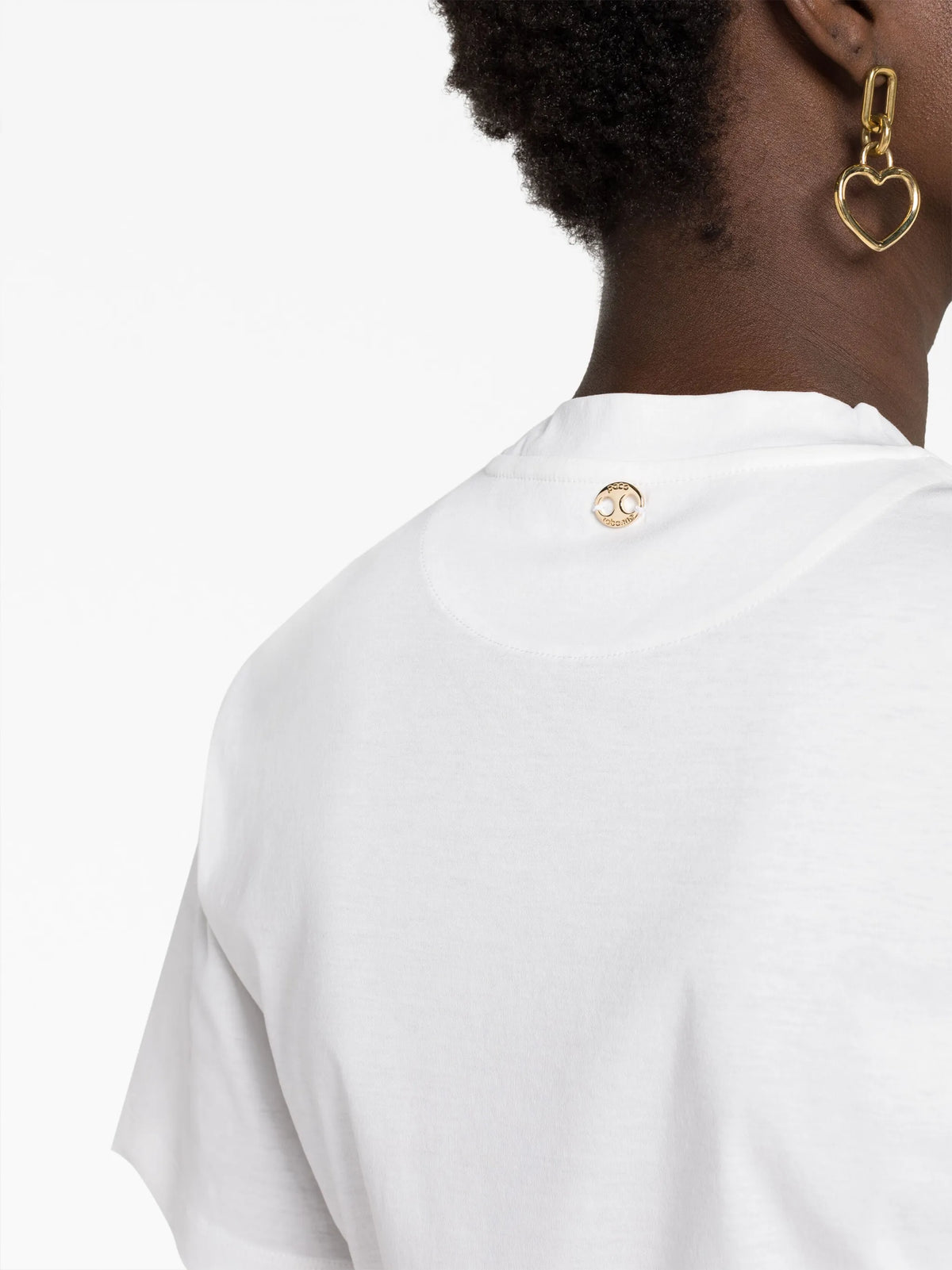 T-shirt in white cotton with signature piercing detail