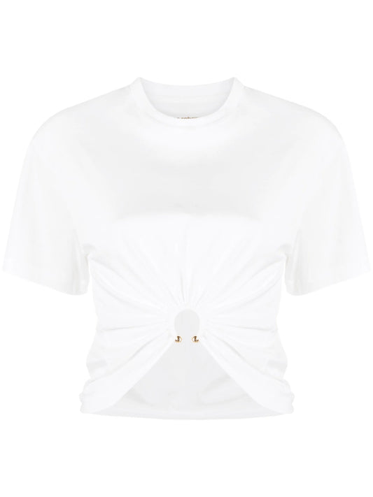 T-shirt in white cotton with signature piercing detail