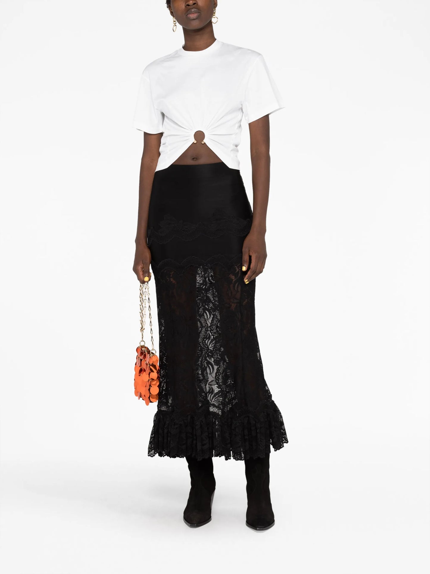 gathered cotton T-shirt