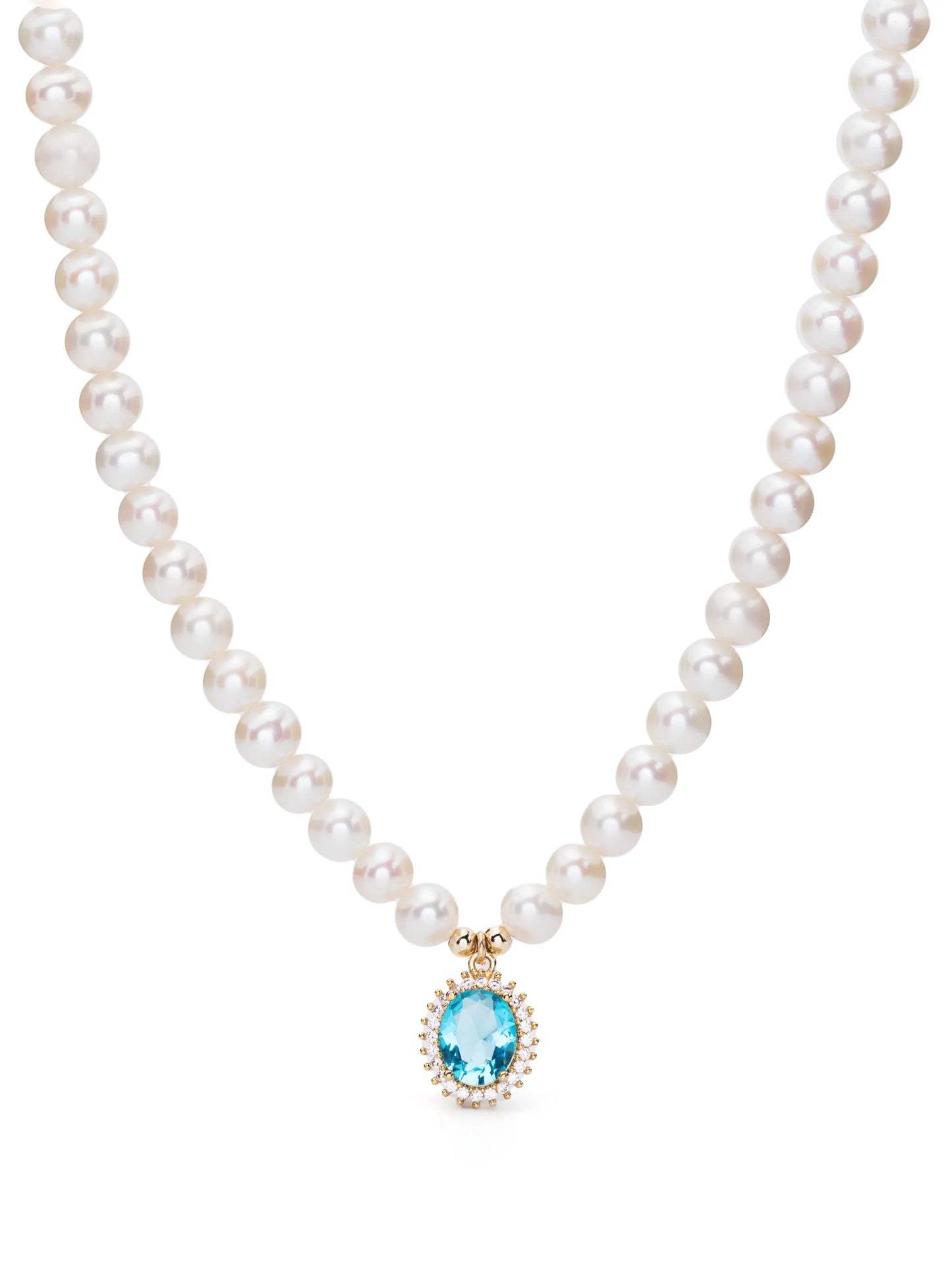 crystal-pendant pearl necklace