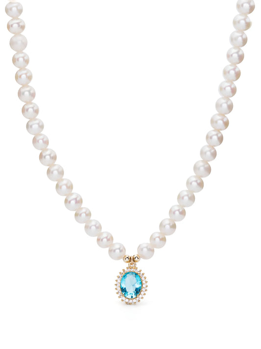 crystal-pendant pearl necklace