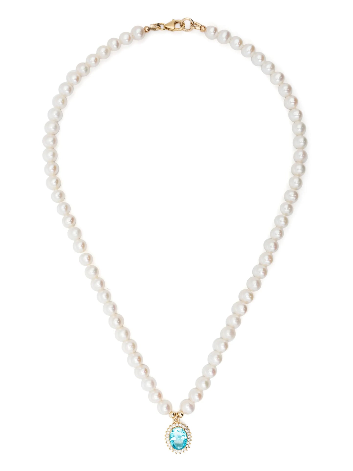 crystal-pendant pearl necklace
