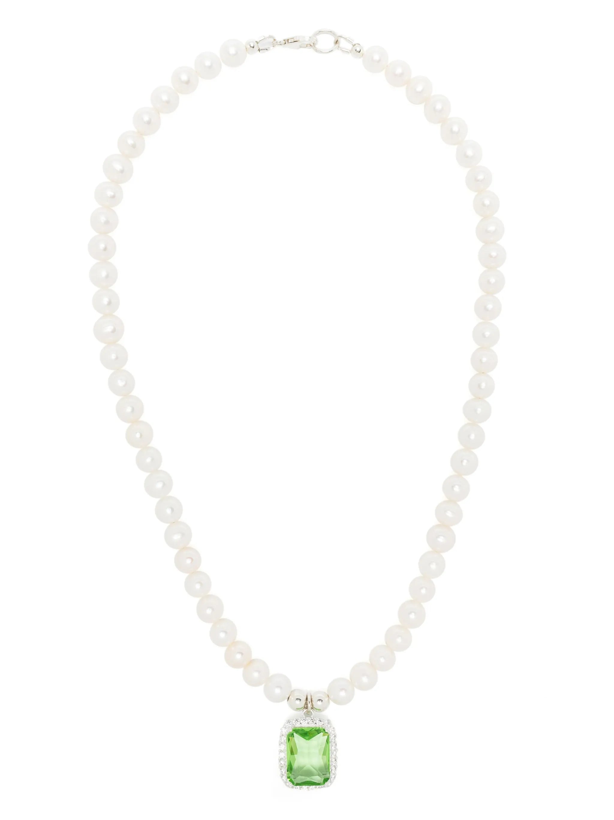 crystal-pendant freshwater-pearl necklace