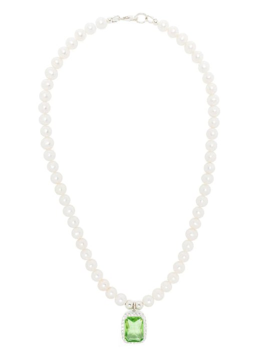 crystal-pendant freshwater-pearl necklace