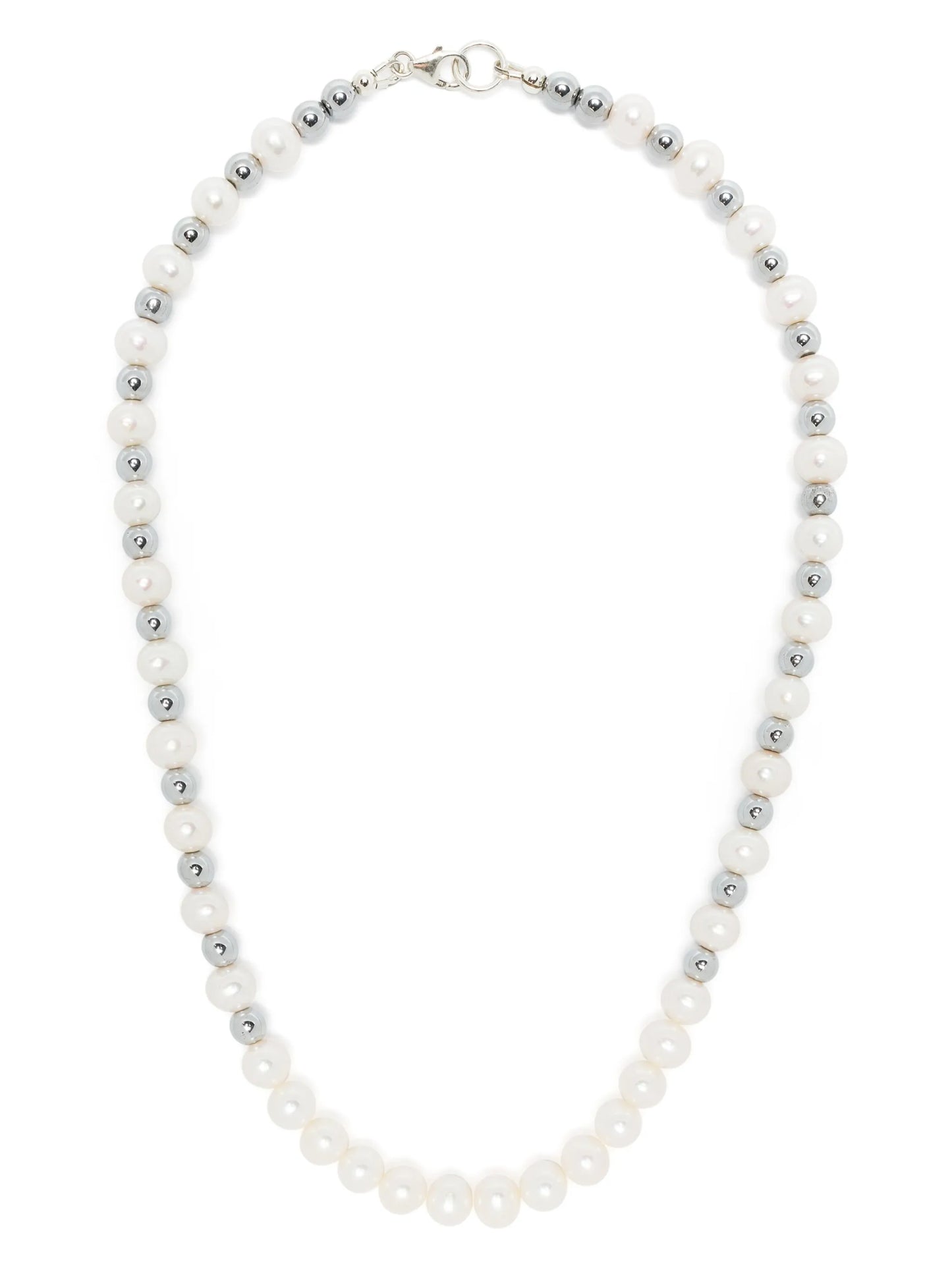 hematite-beaded freshwater-pearl necklace