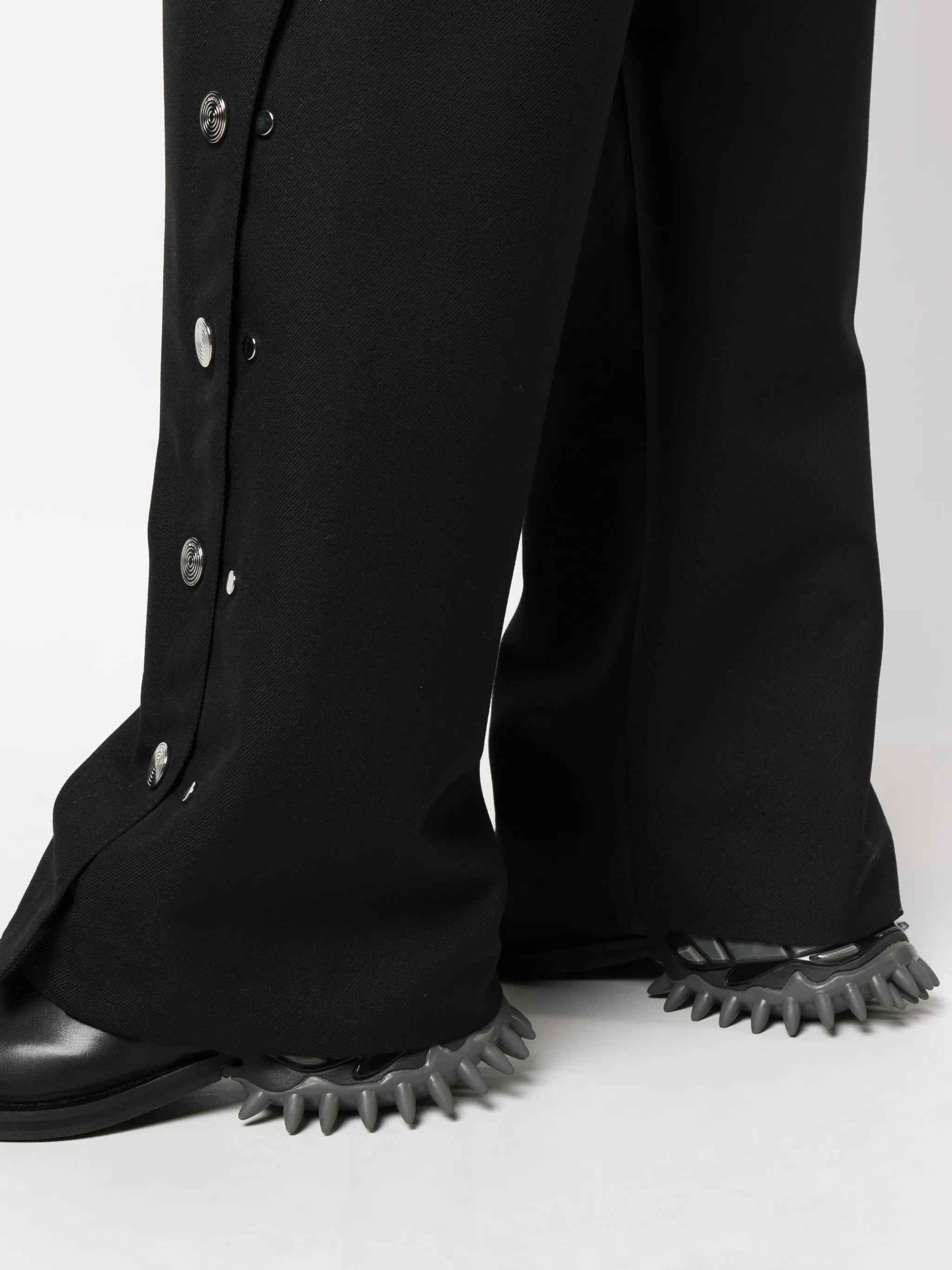 press-stud wide-leg trousers