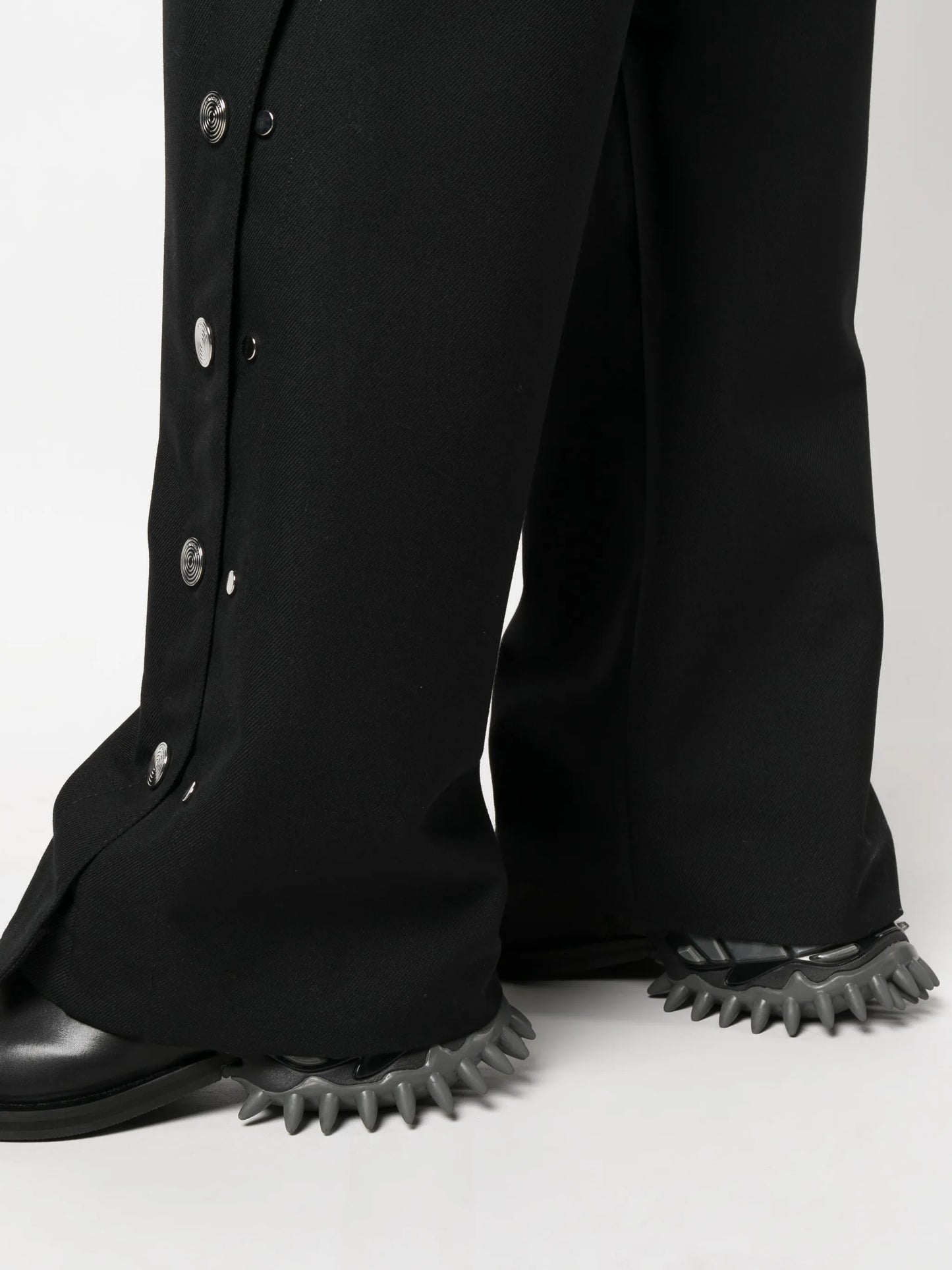press-stud wide-leg trousers
