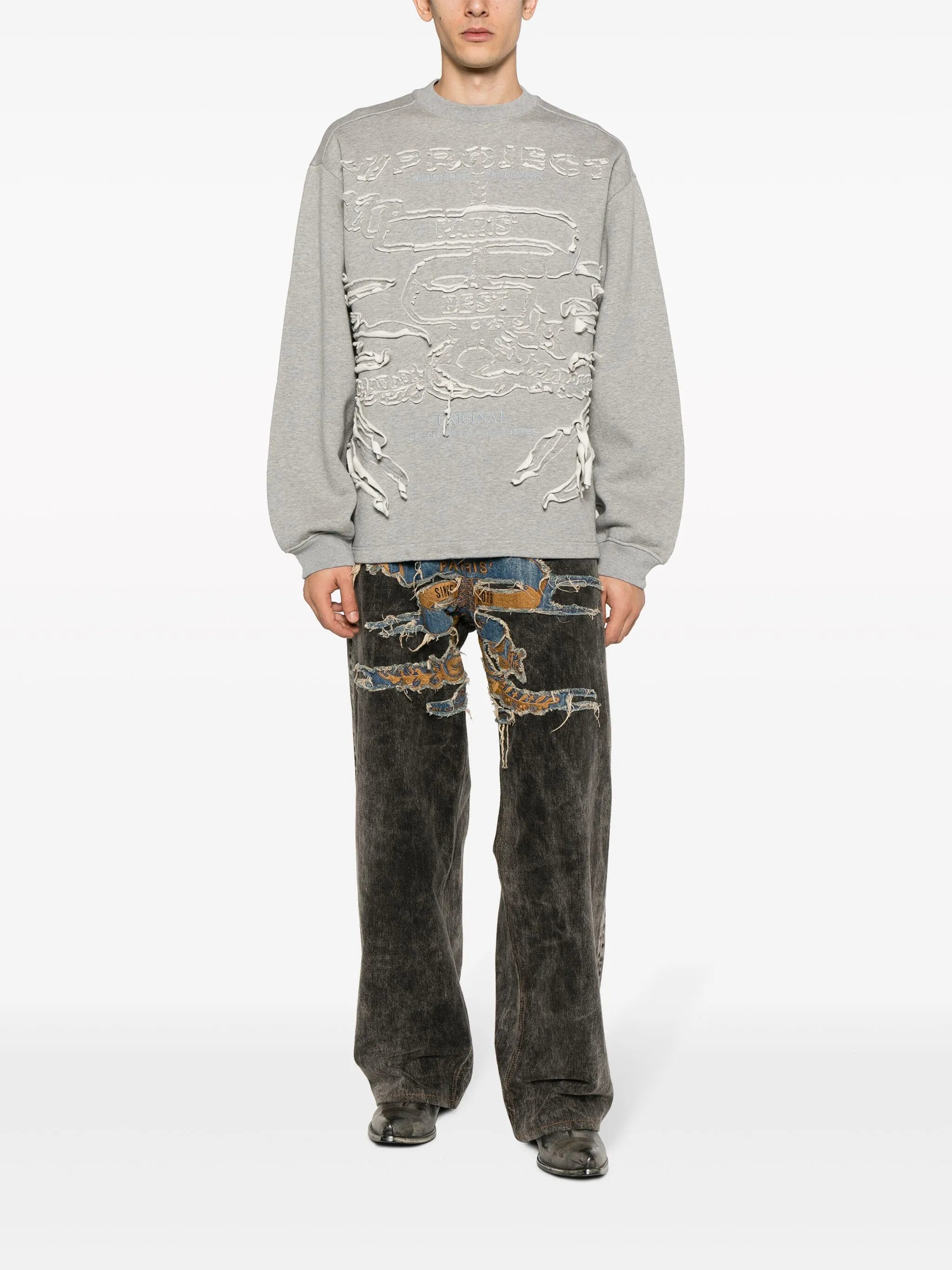 Paris' Best distressed cotton sweatshirt