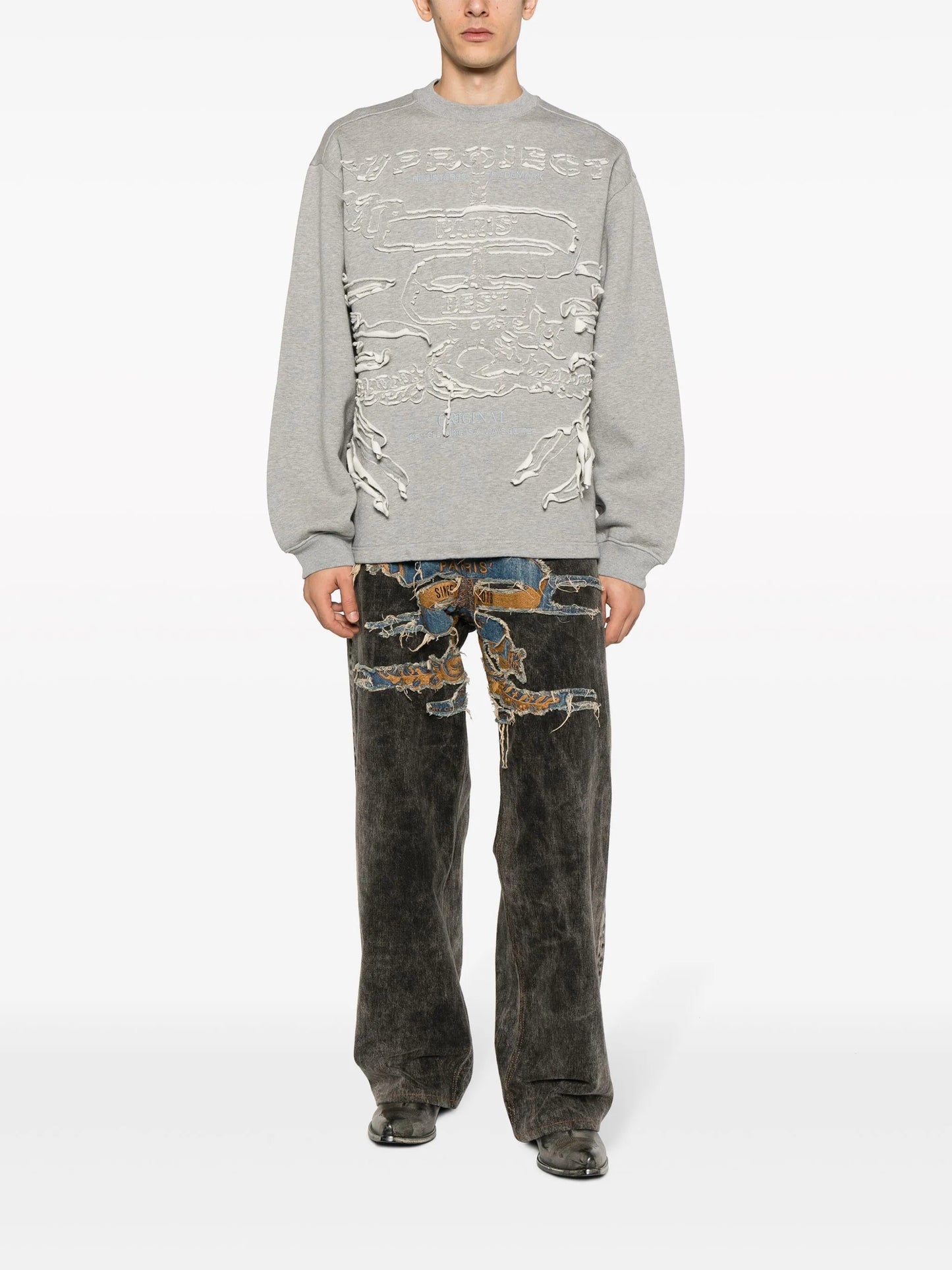 Paris' Best distressed cotton sweatshirt
