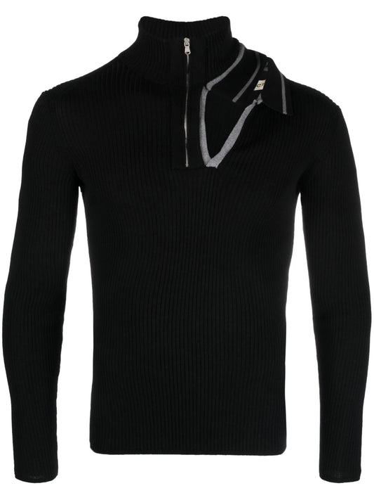 cut-out ribbed-knit sweatshirt