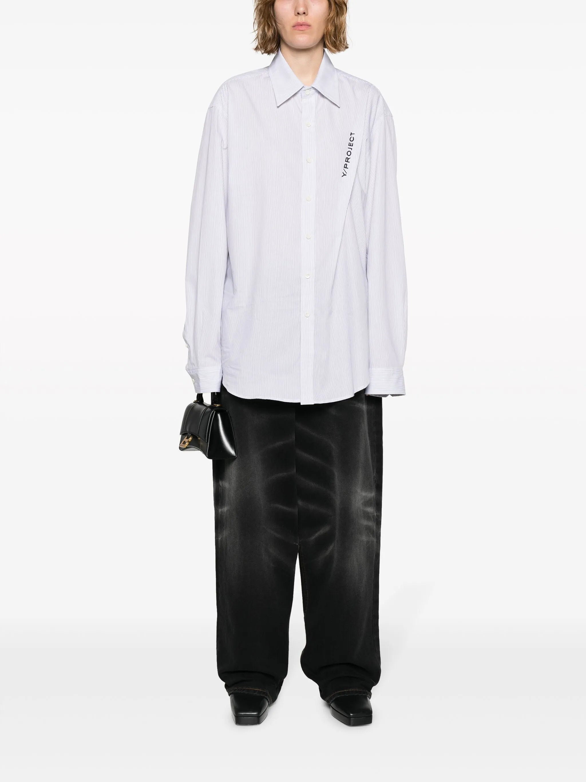 logo-embroidered pinched cotton shirt