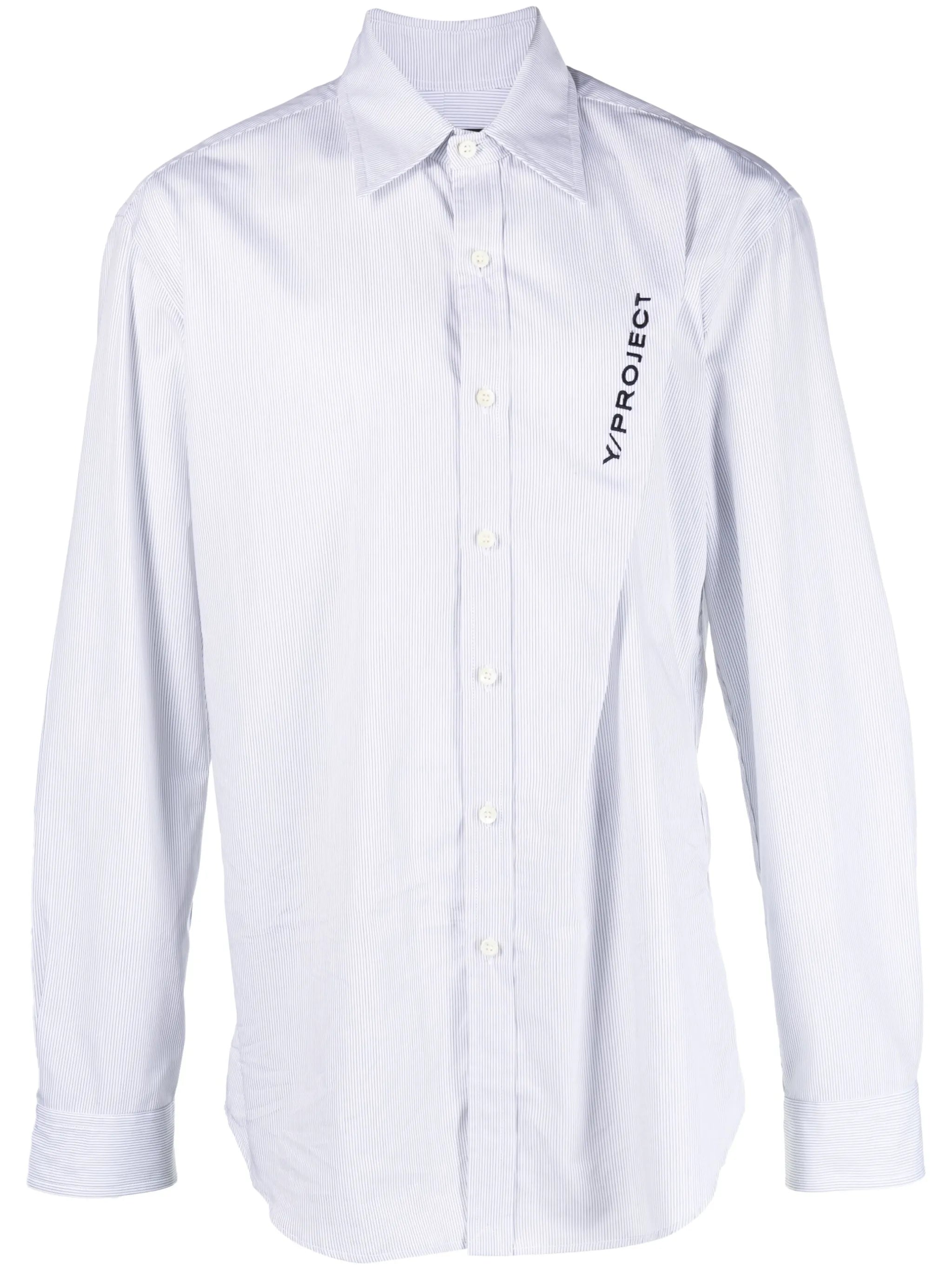 logo-embroidered pinched cotton shirt