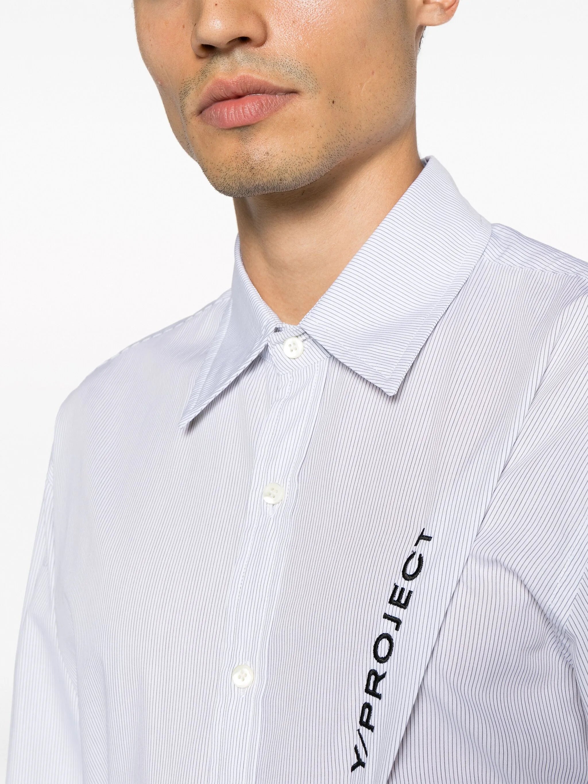 logo-embroidered pinched cotton shirt