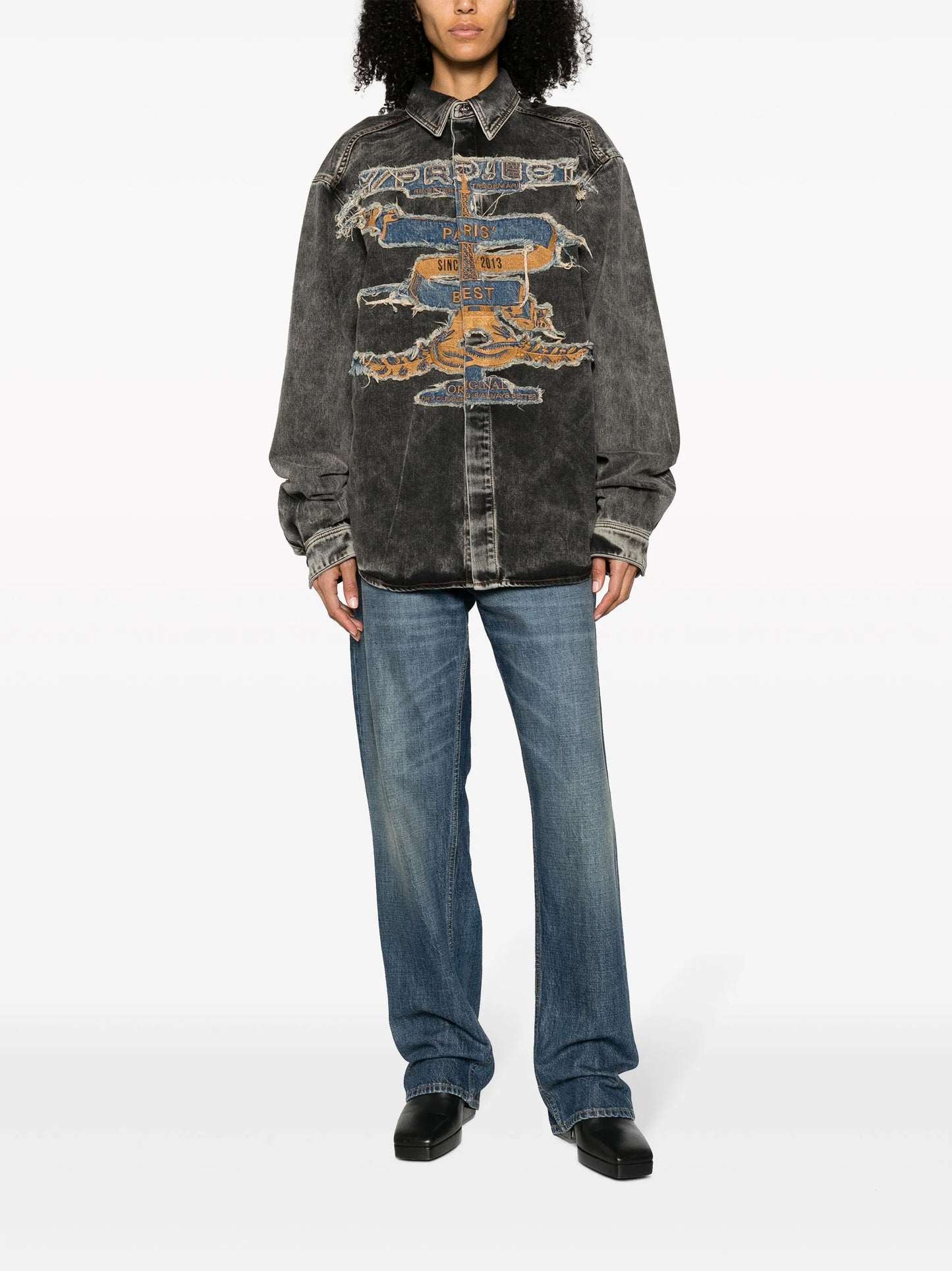 logo-patch cotton shirt