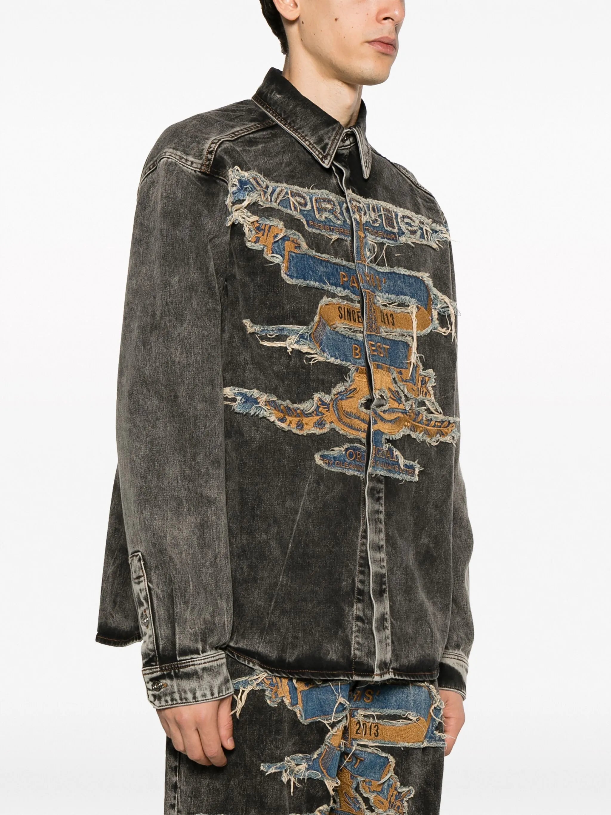 logo-patch cotton shirt