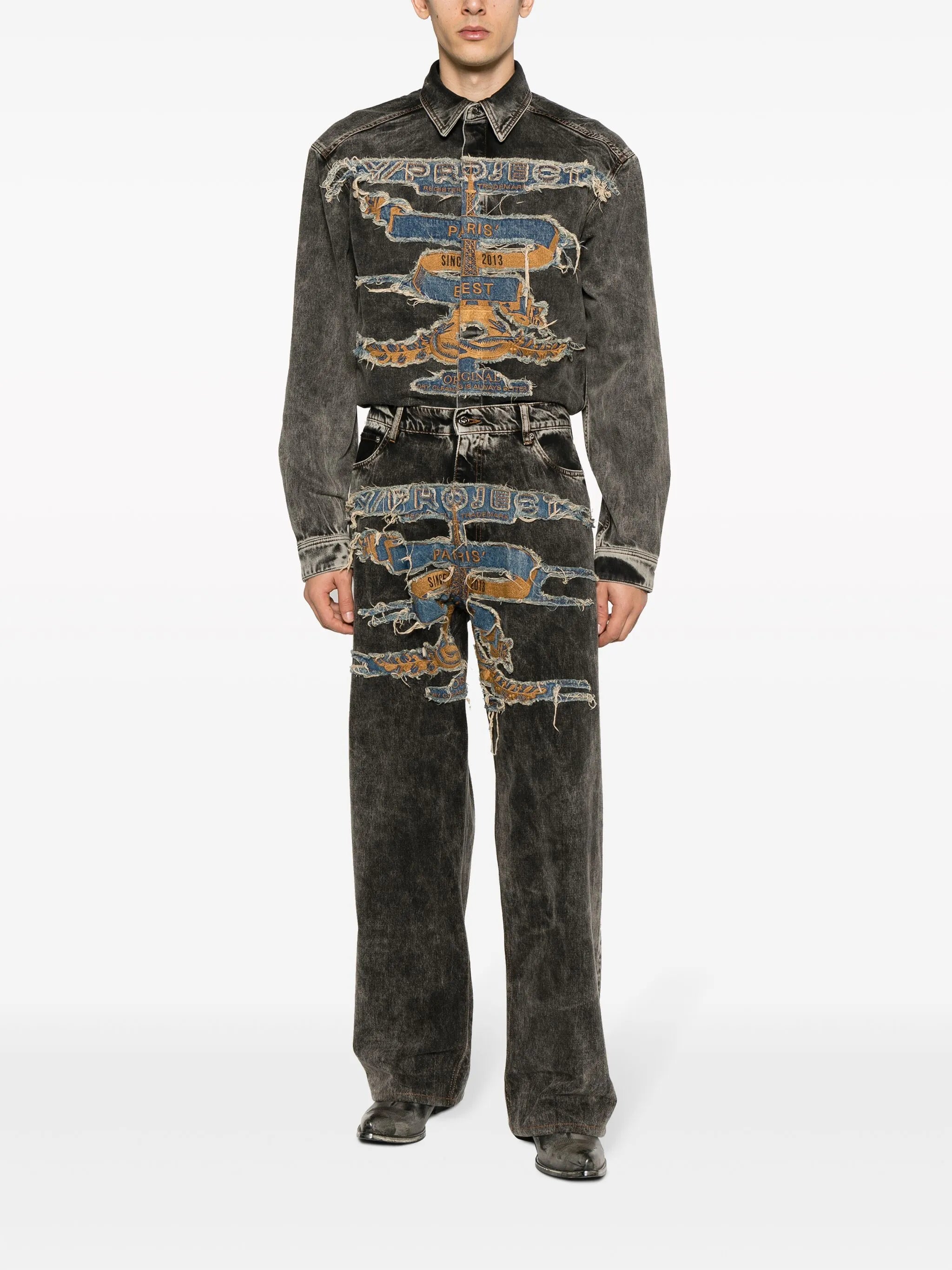 logo-patch cotton shirt