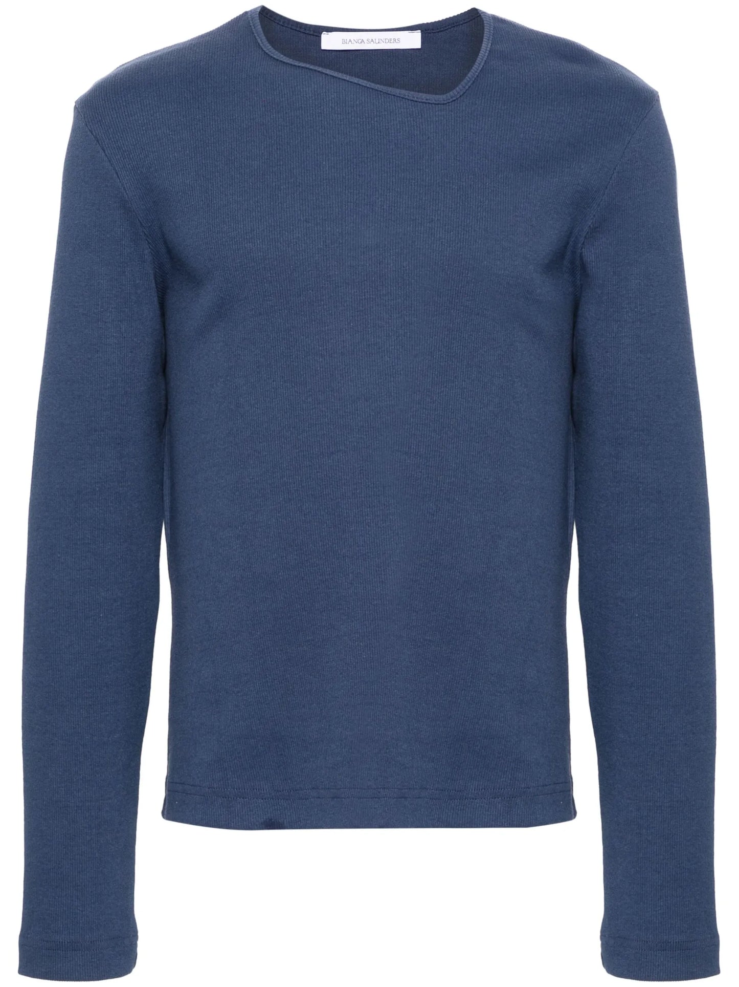 asymmetric-neck cotton T-shirt