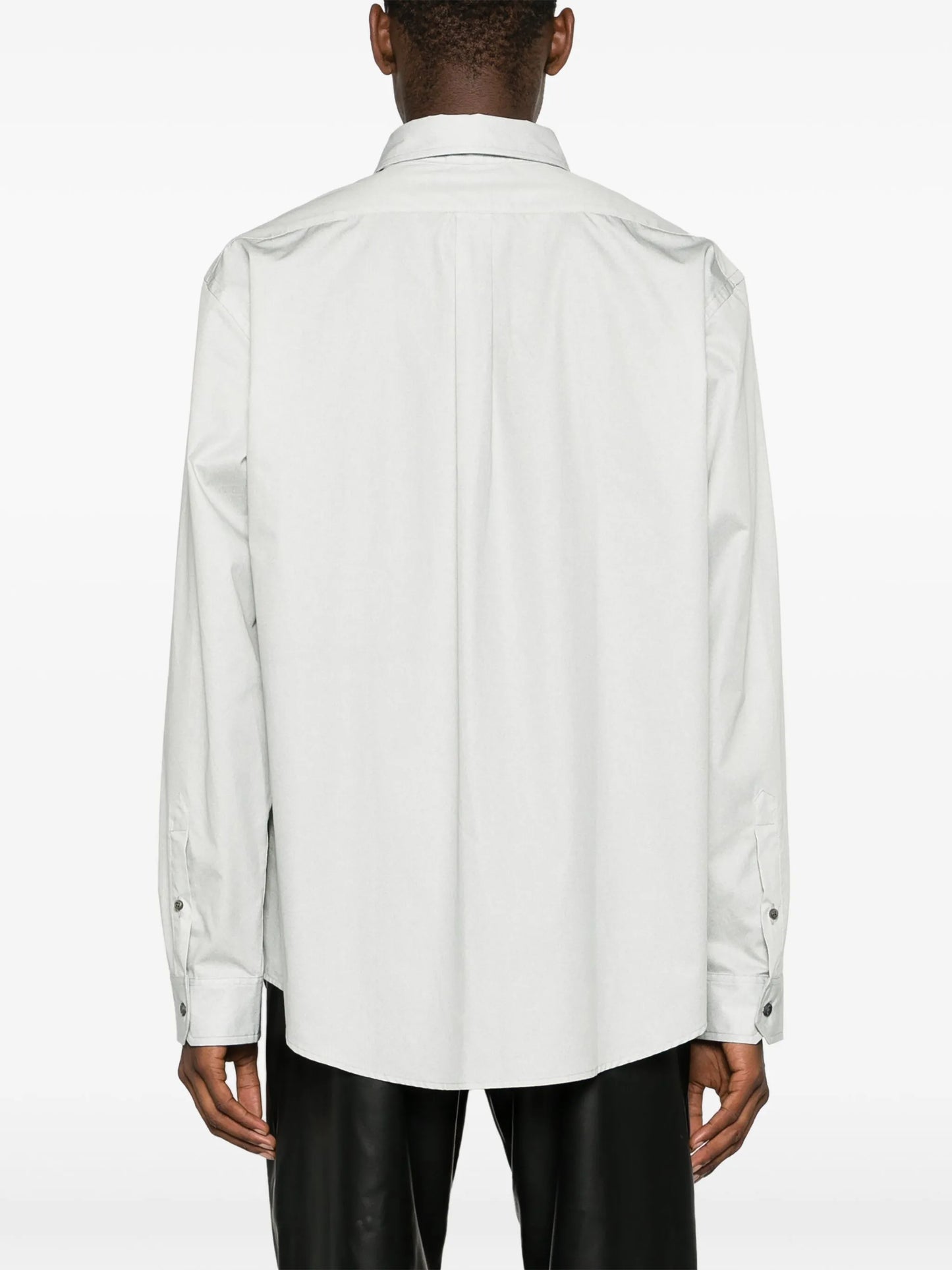 collage-print cotton shirt
