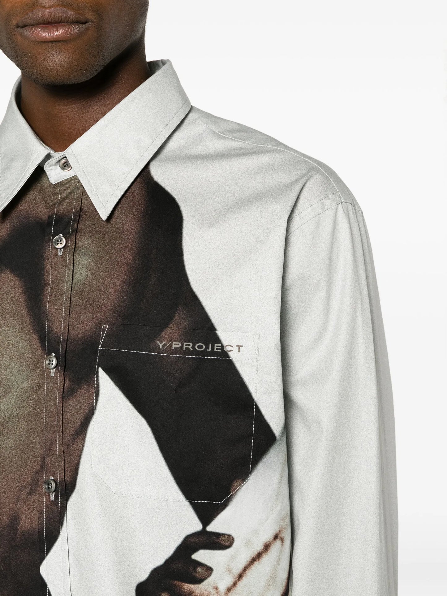 collage-print cotton shirt