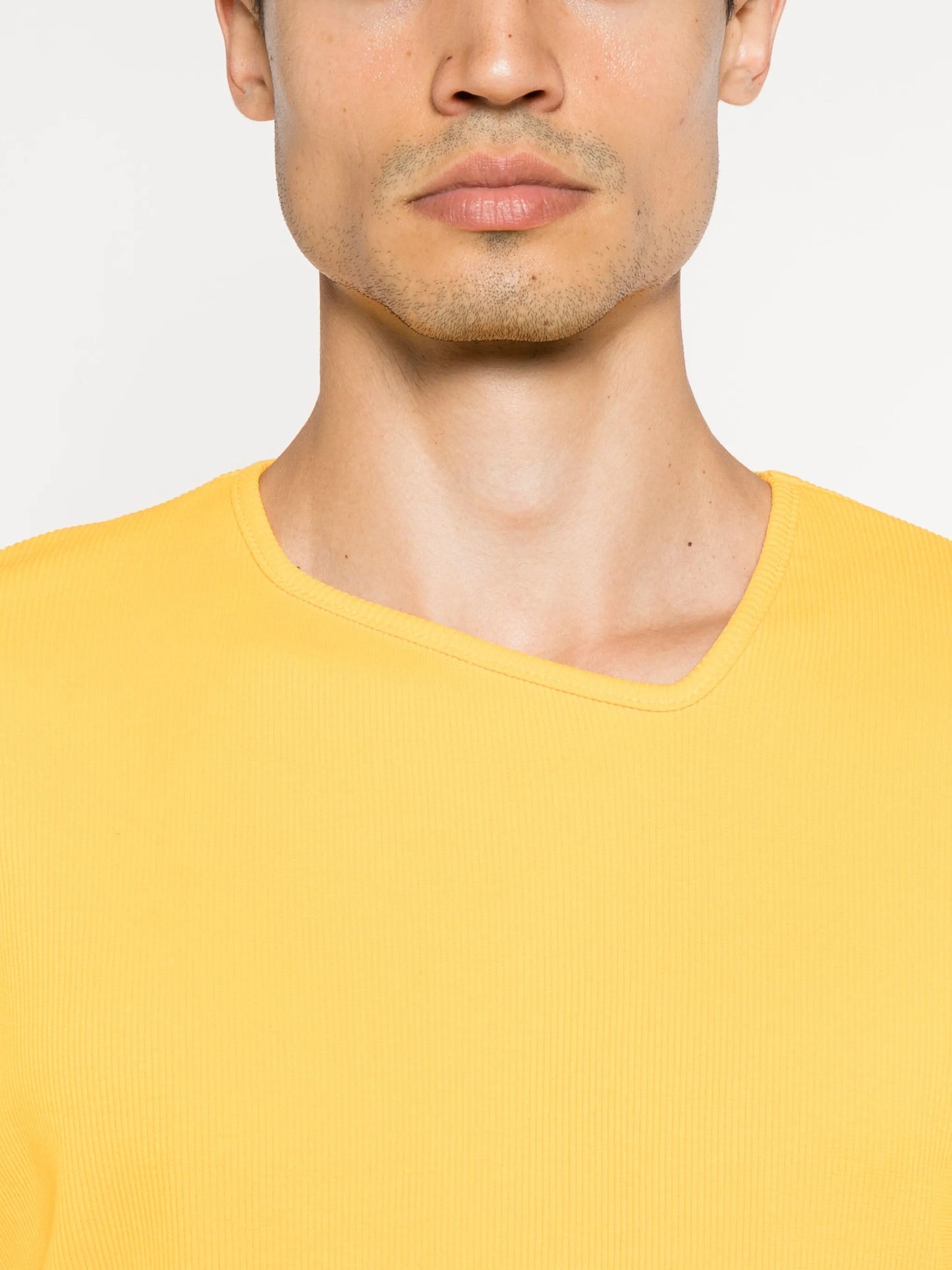 asymmetric-neck cotton T-shirt