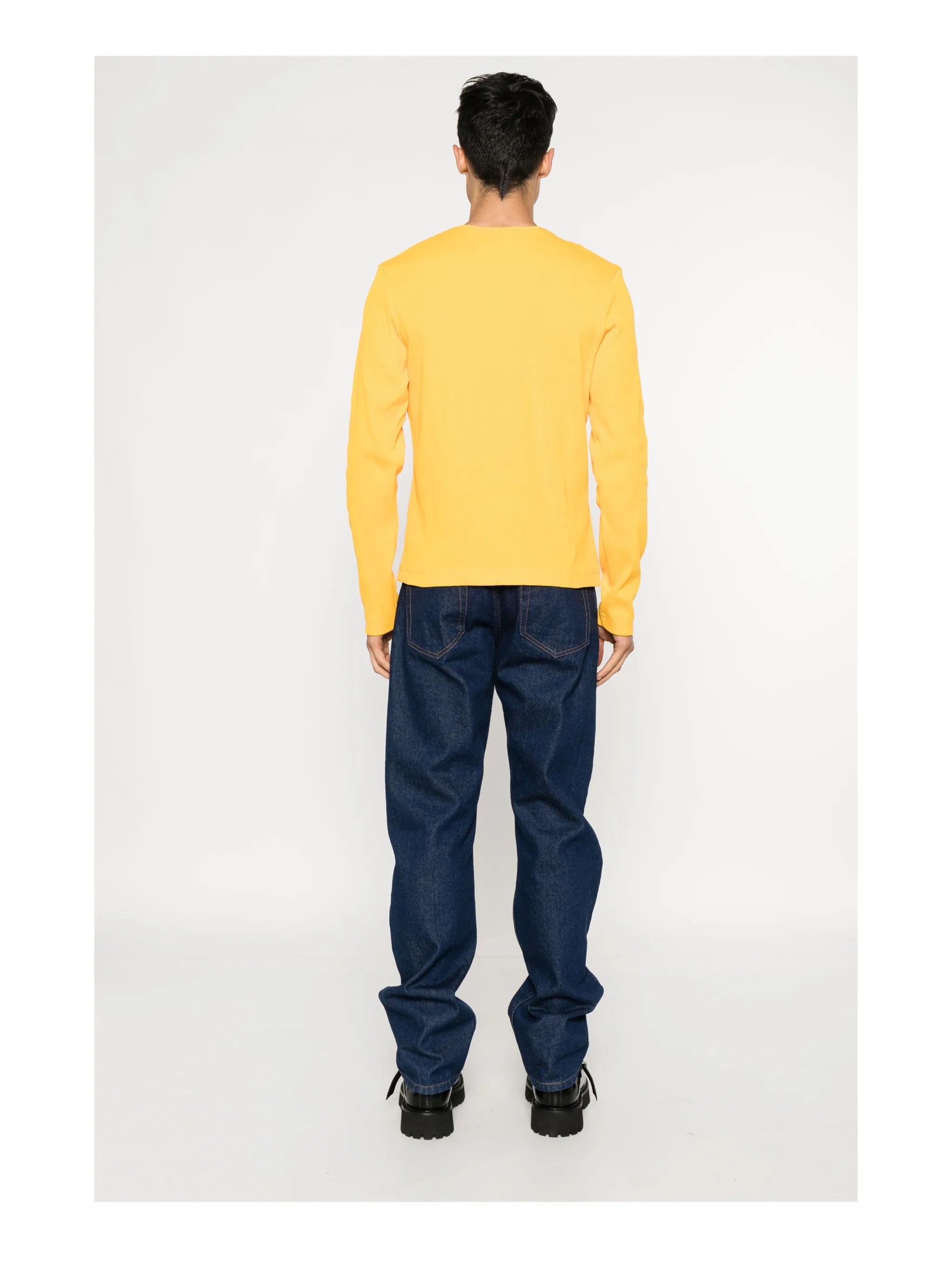 asymmetric-neck cotton T-shirt