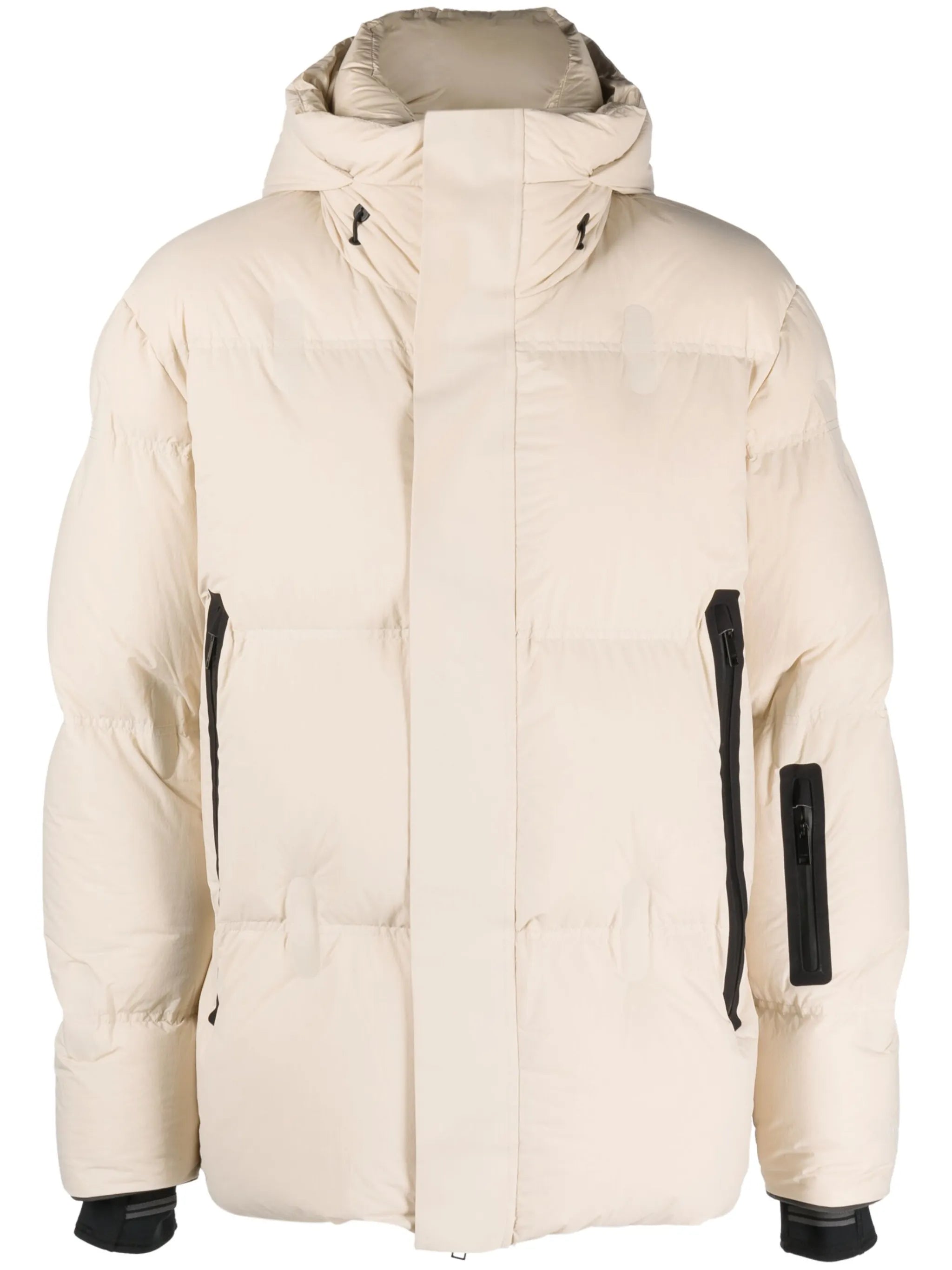 drawstring-hooded padded jacket