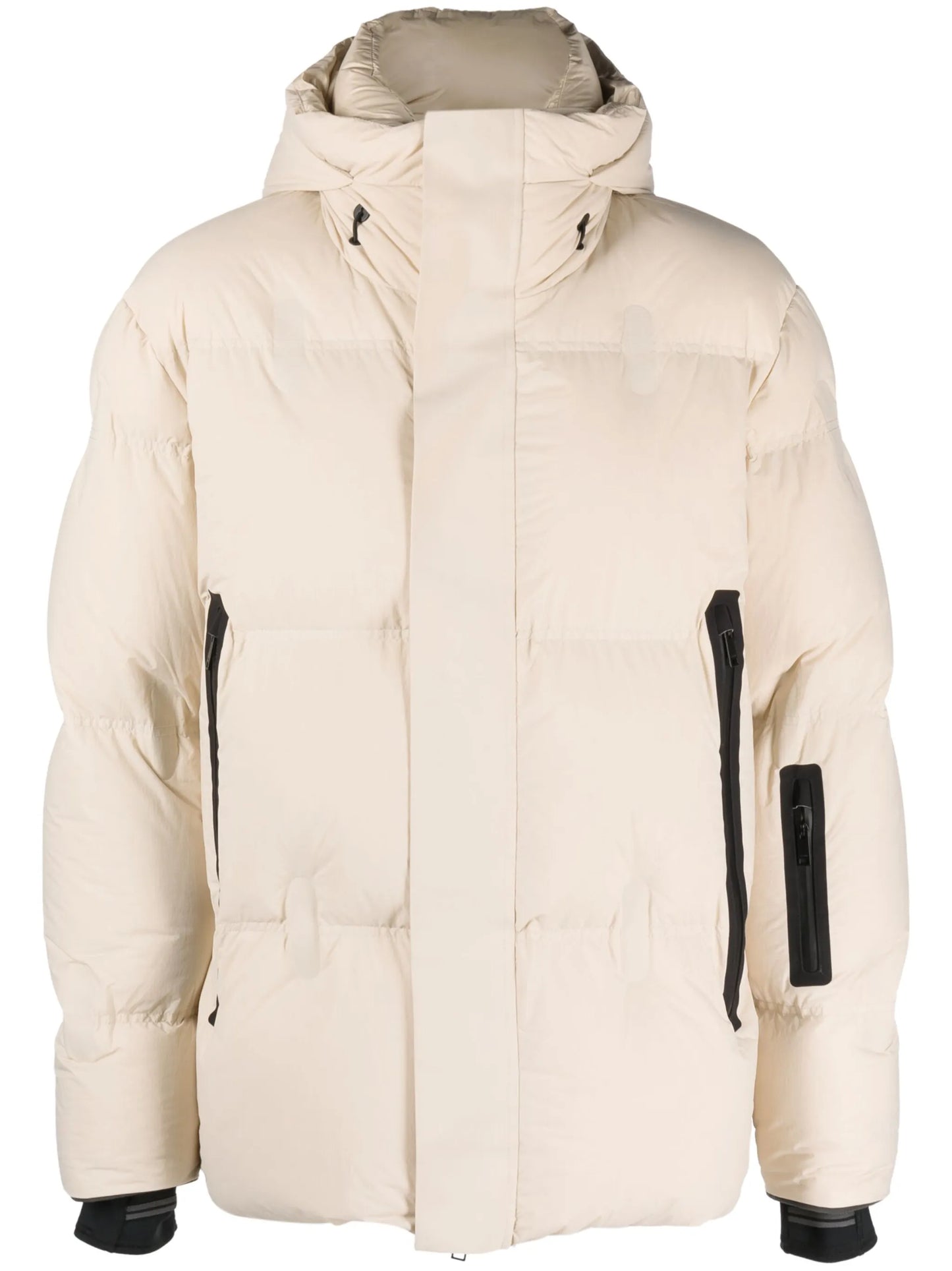 drawstring-hooded padded jacket
