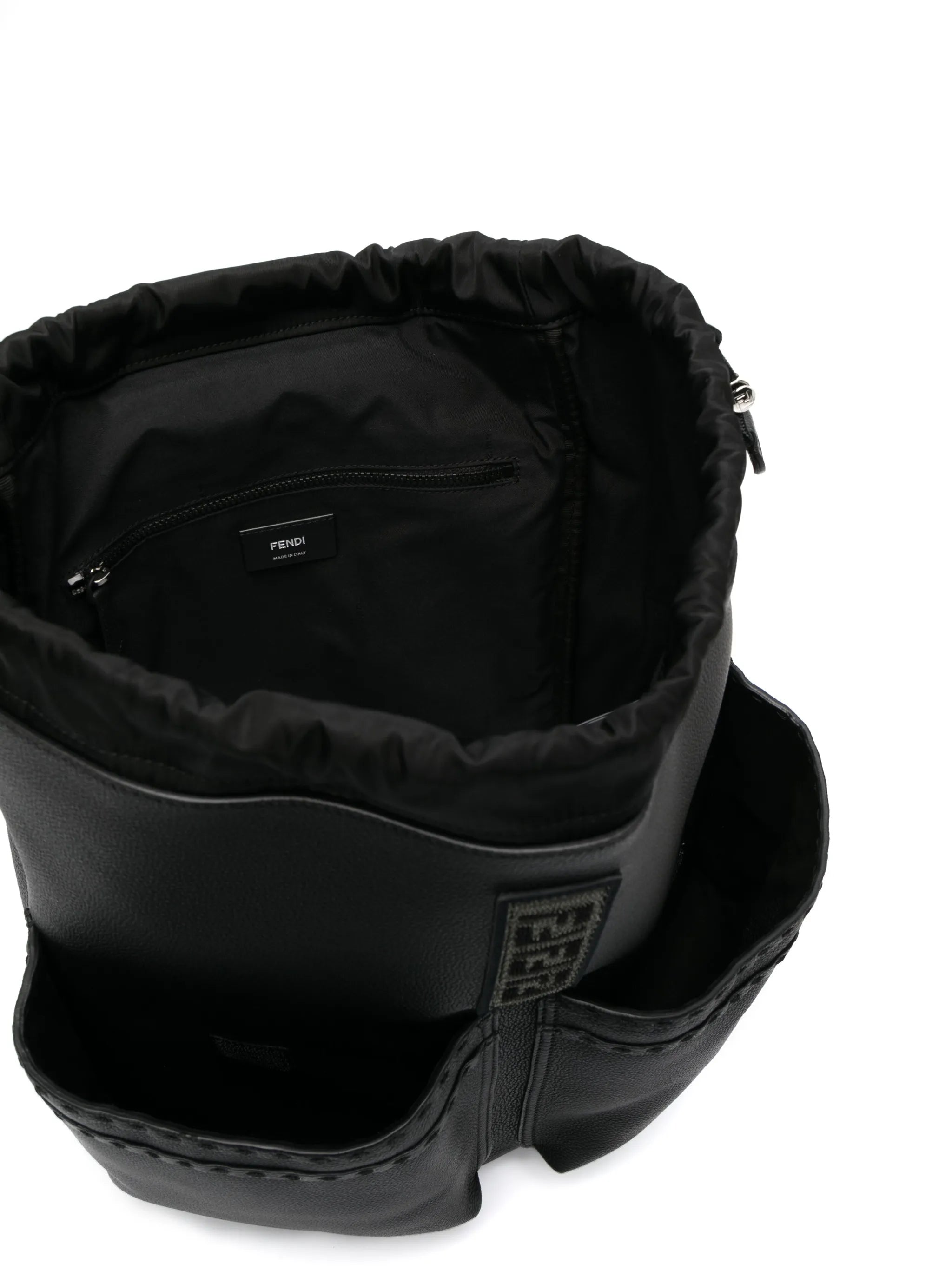 logo-embossed leather backpack