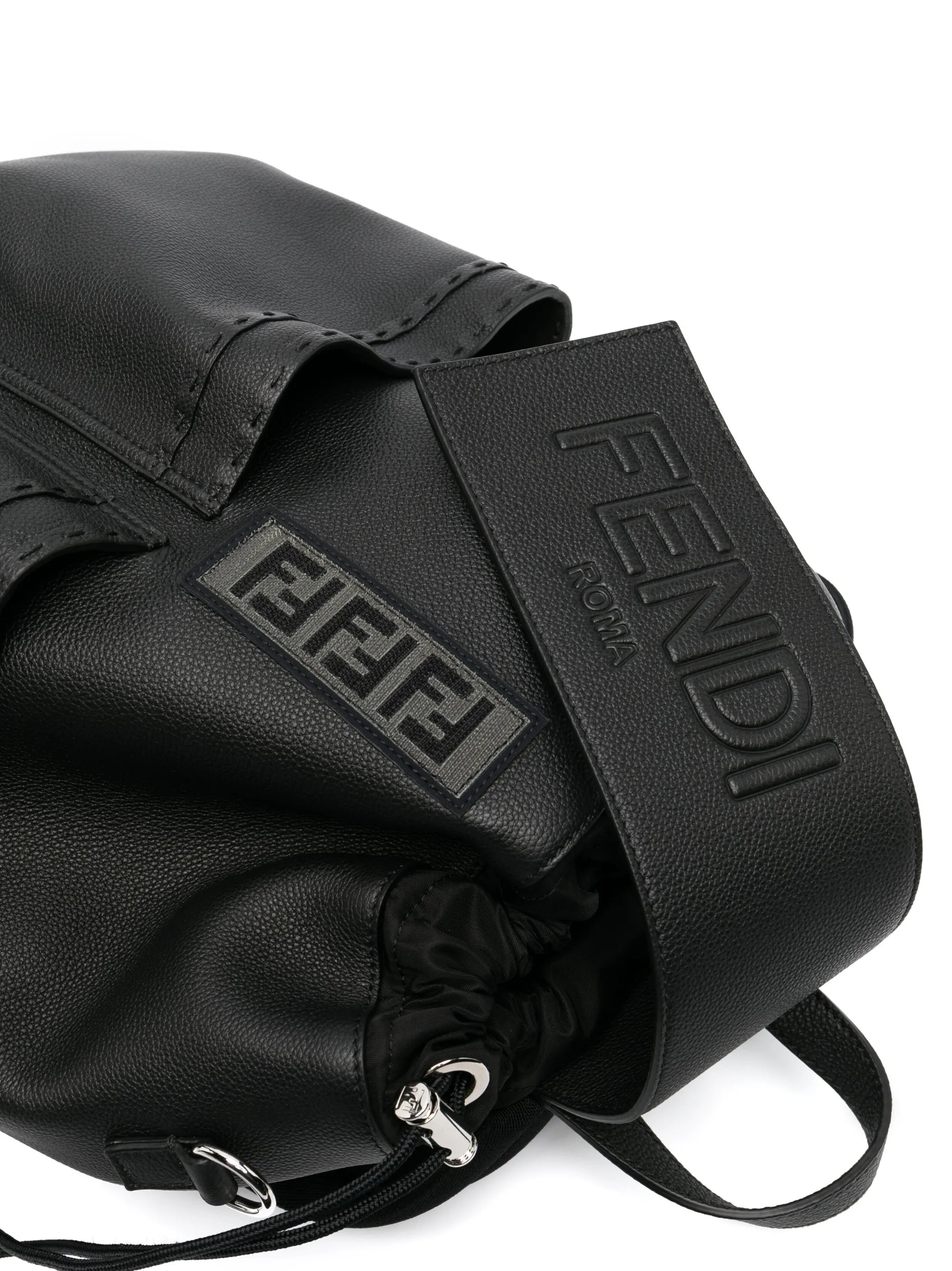 logo-embossed leather backpack