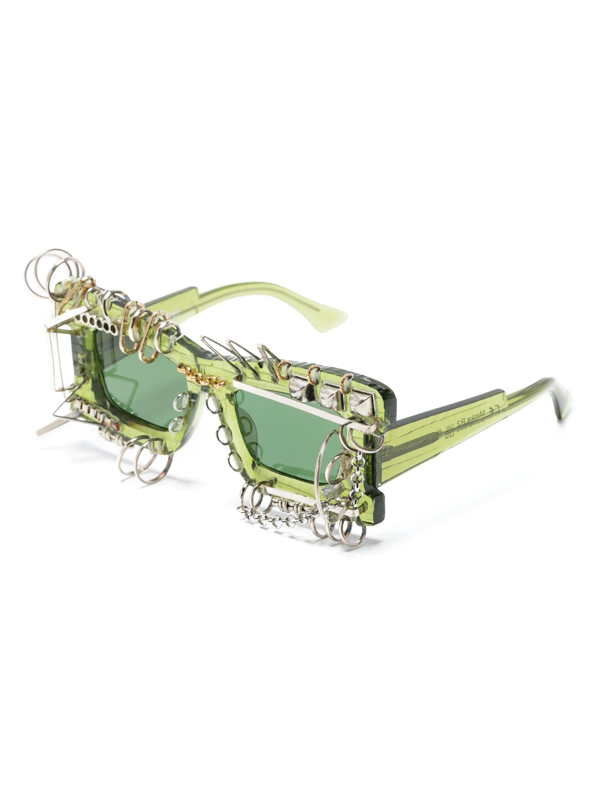 piercing-detail rectangular-frame sunglasses