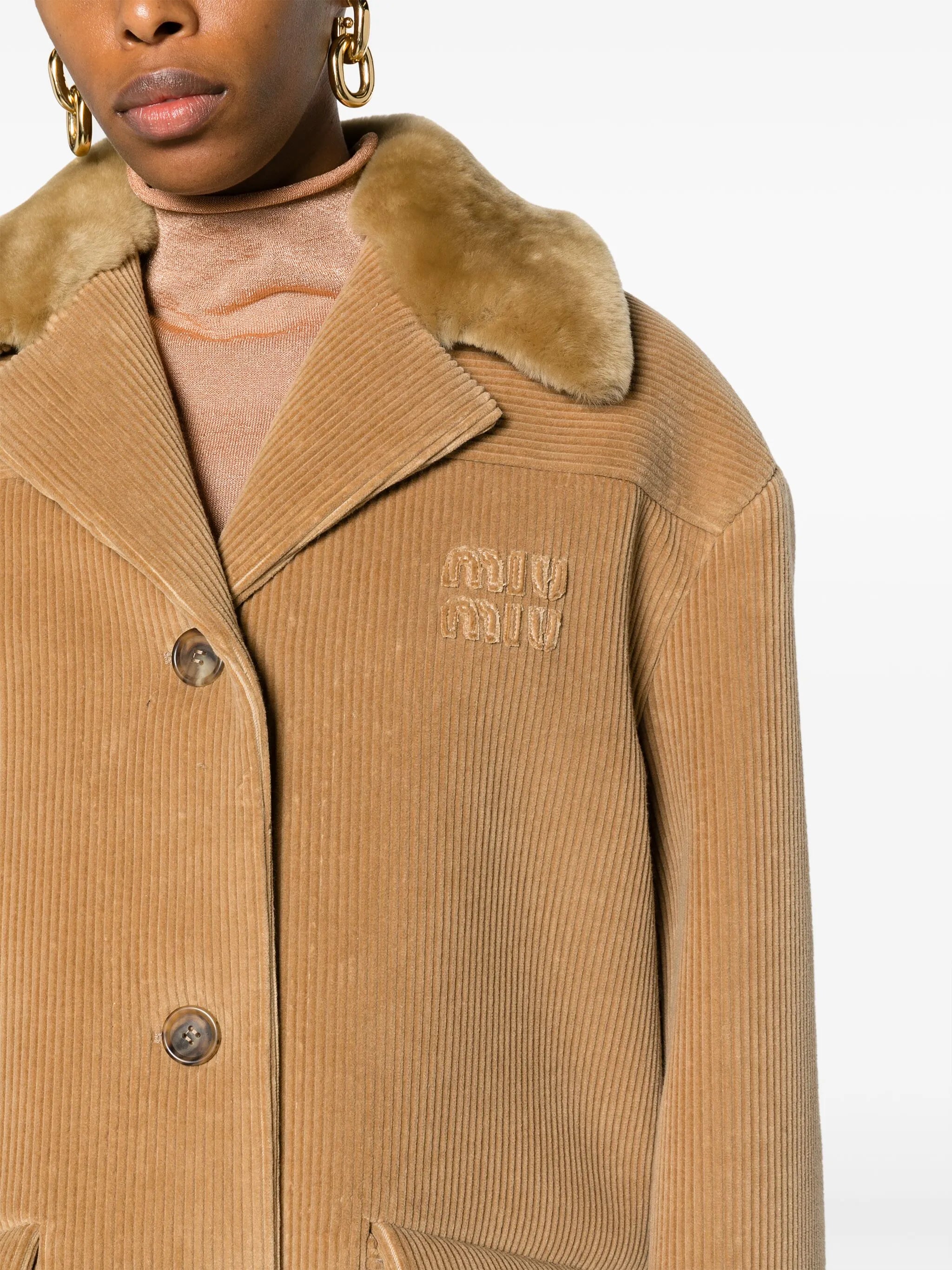 logo-appliqué corduroy jacket