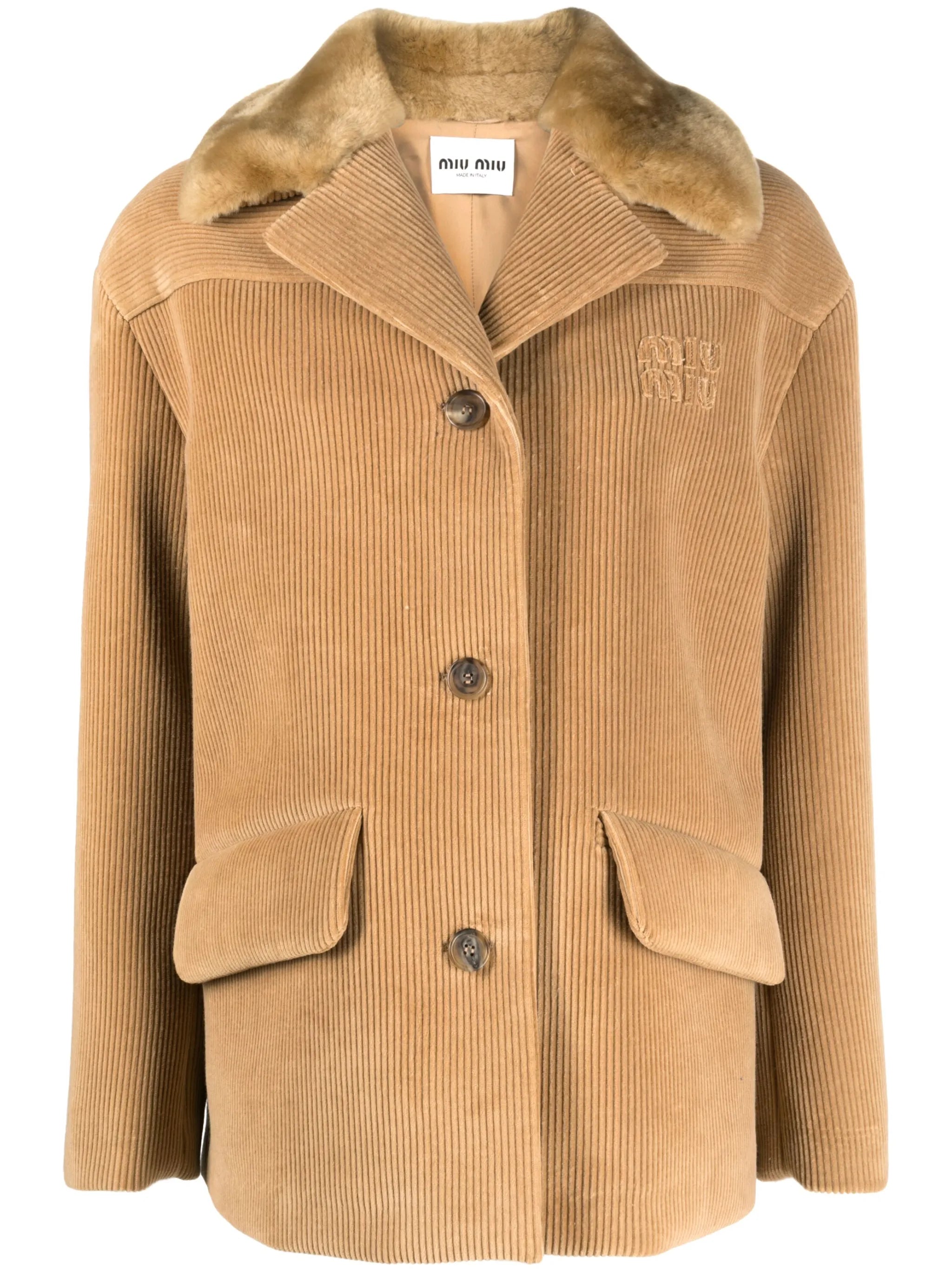 logo-appliqué corduroy jacket
