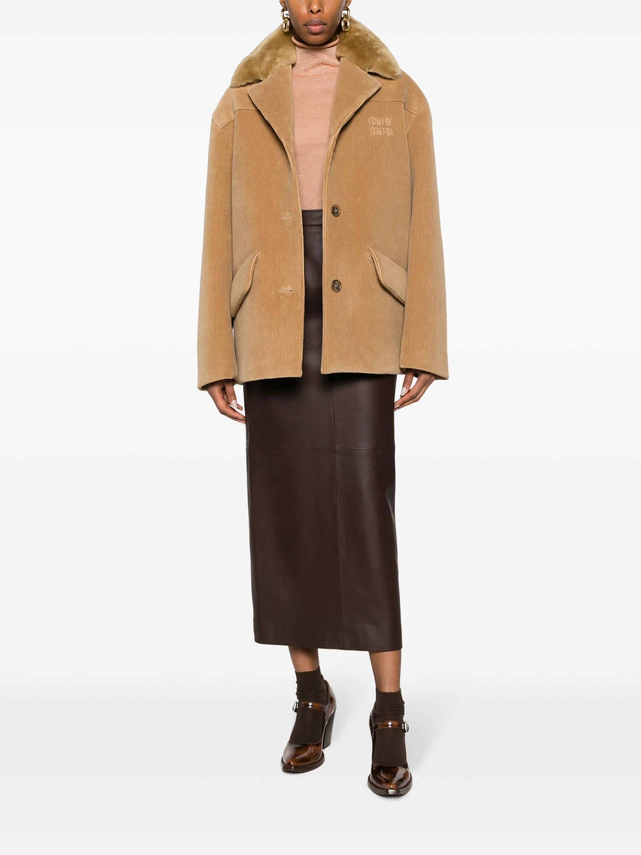 logo-appliqué corduroy jacket