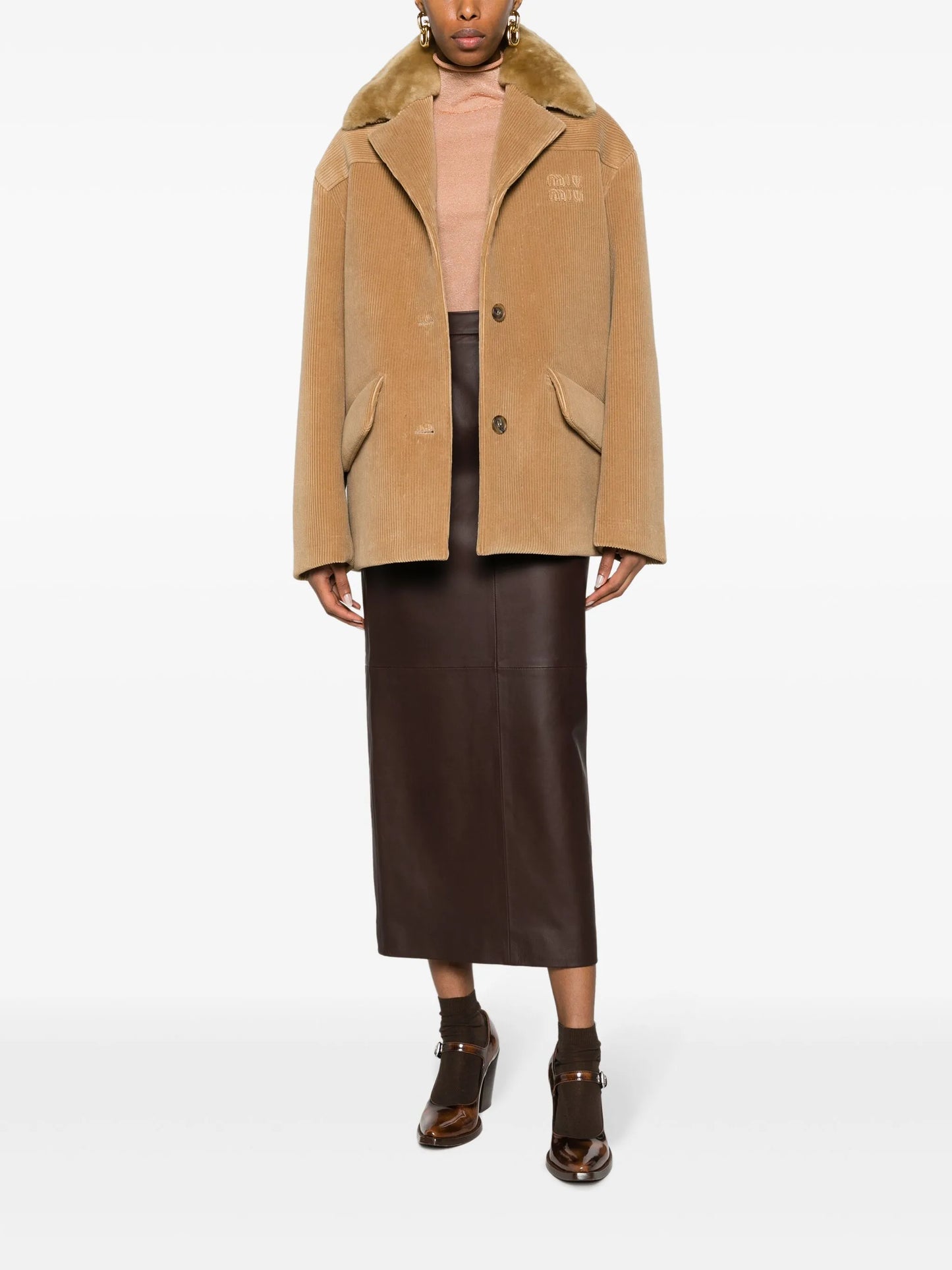 logo-appliqué corduroy jacket