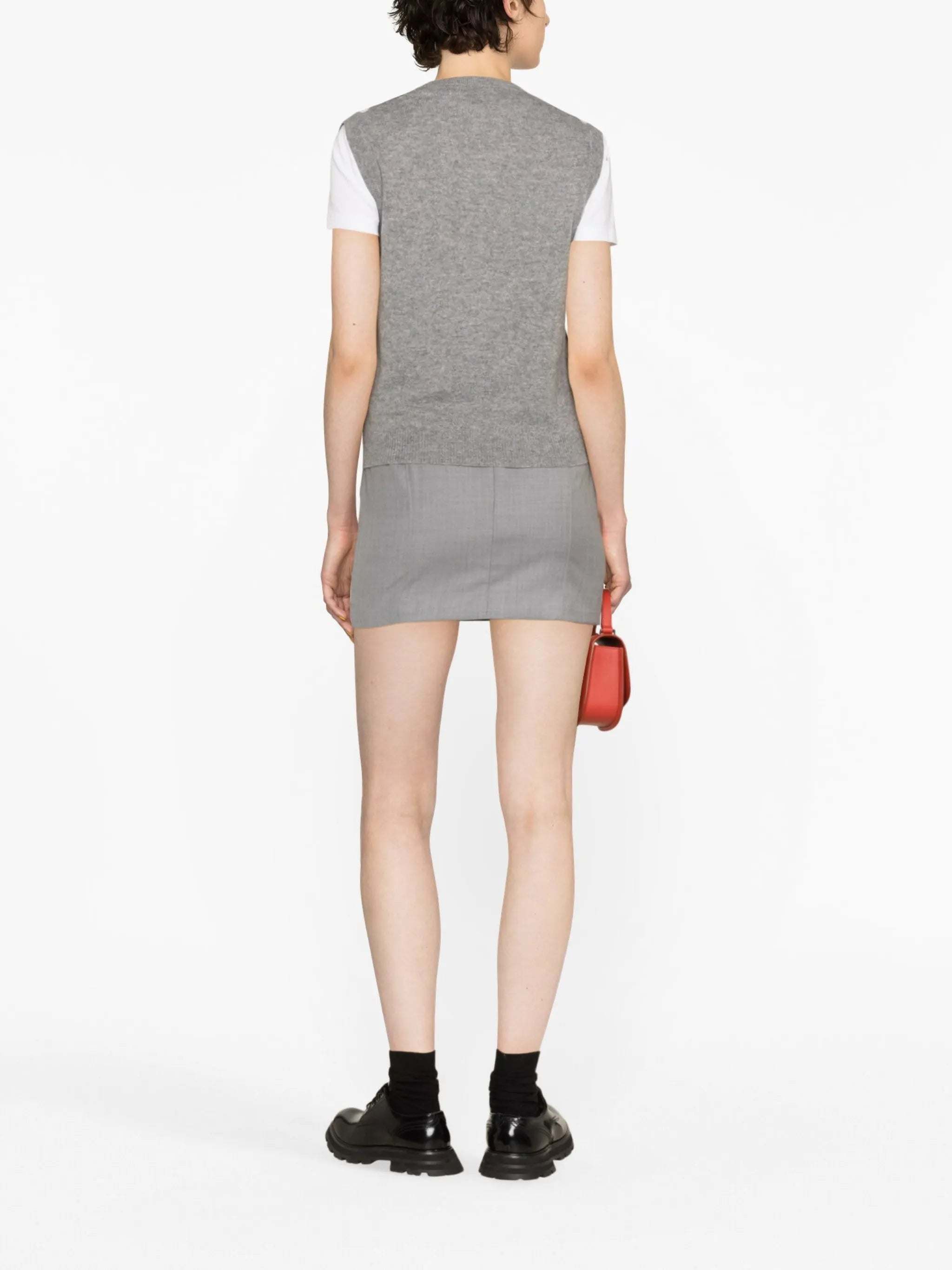 check-pattern V-neck vest