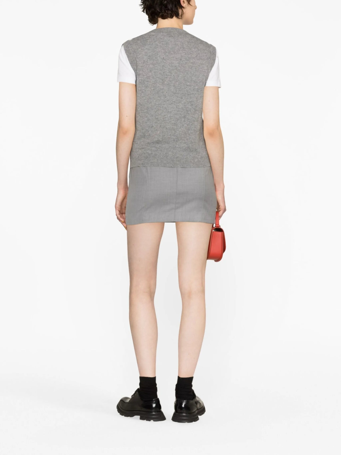 check-pattern V-neck vest