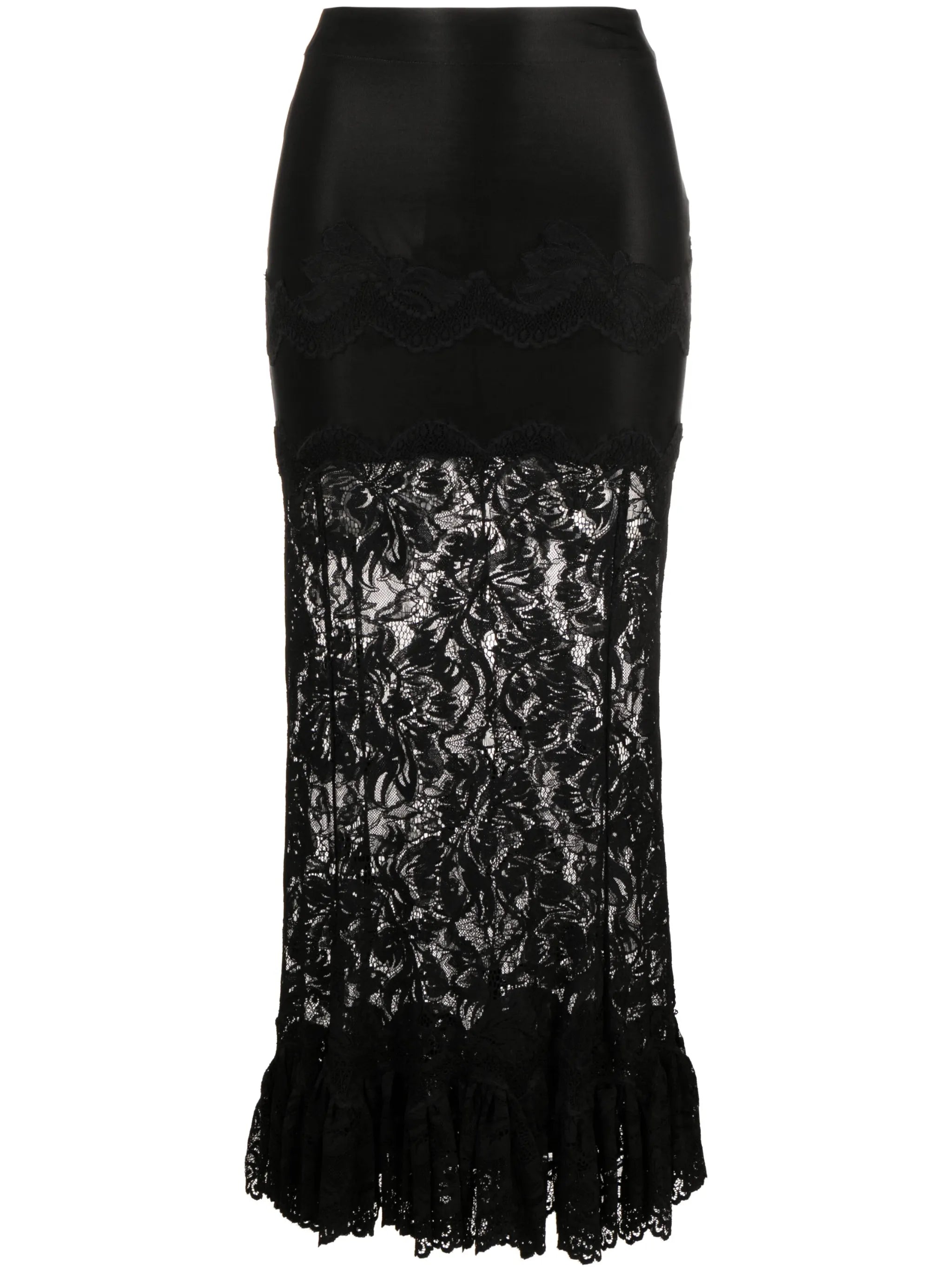 floral-lace midi skirt