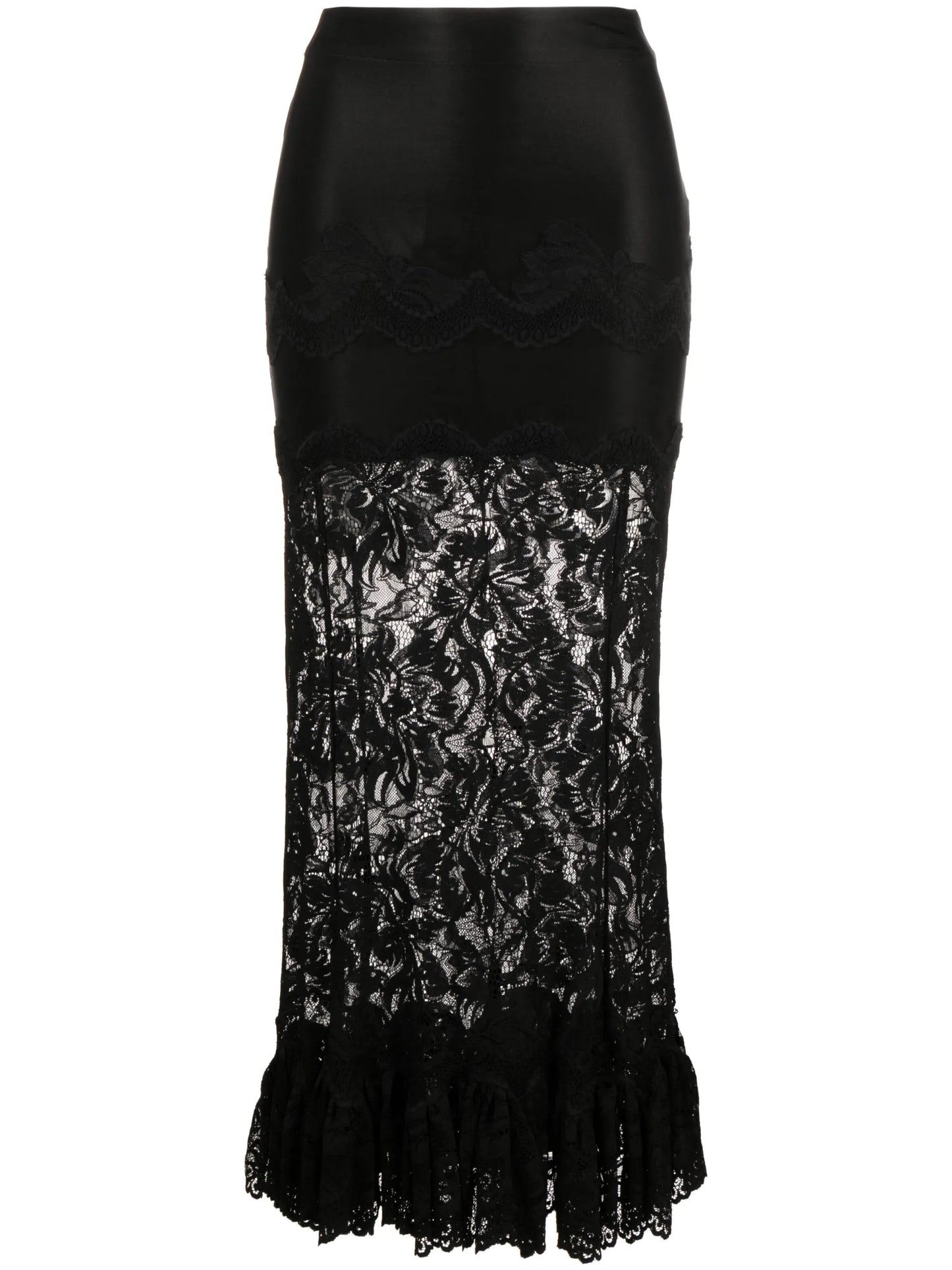 floral-lace midi skirt