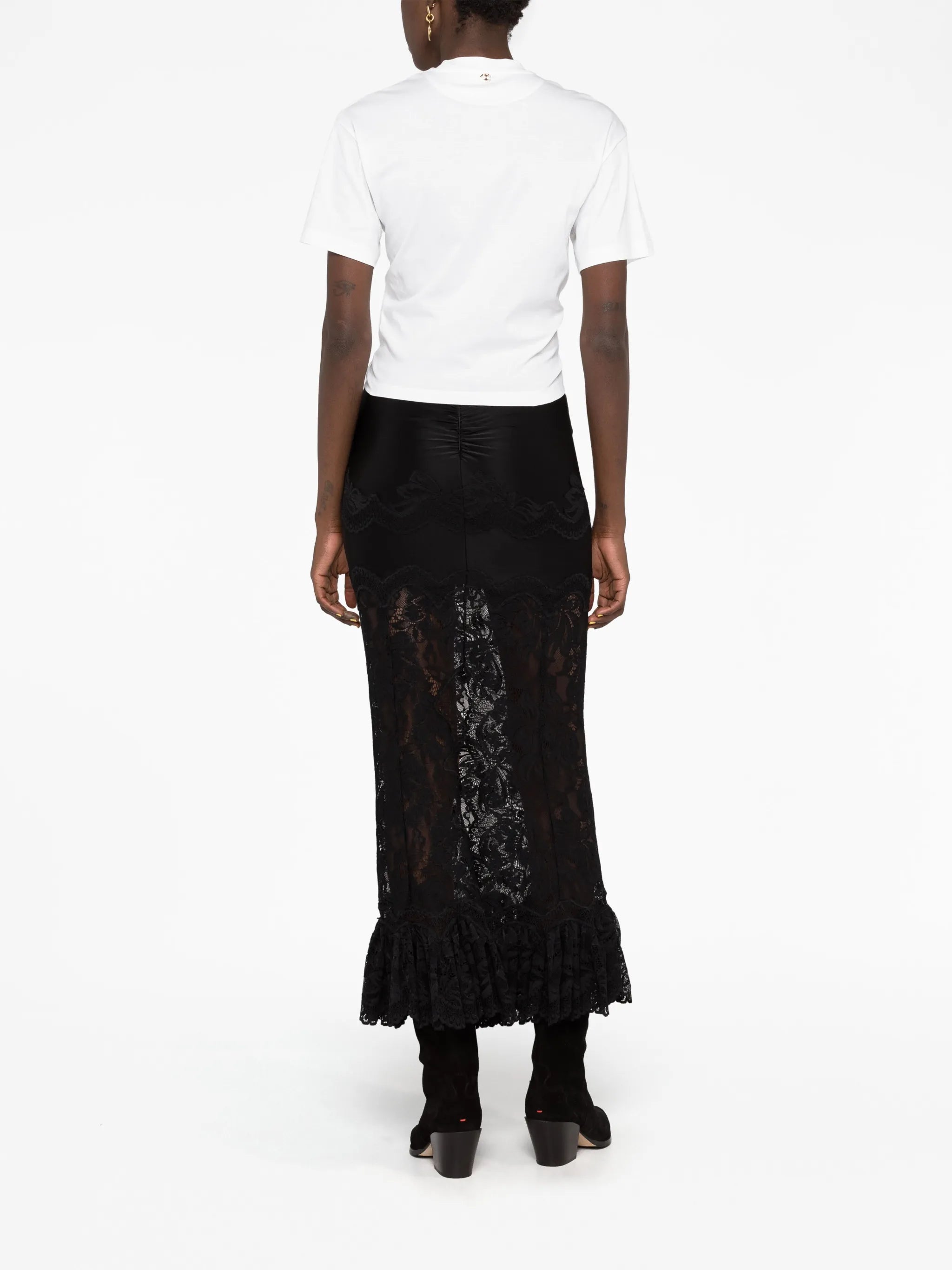 floral-lace midi skirt