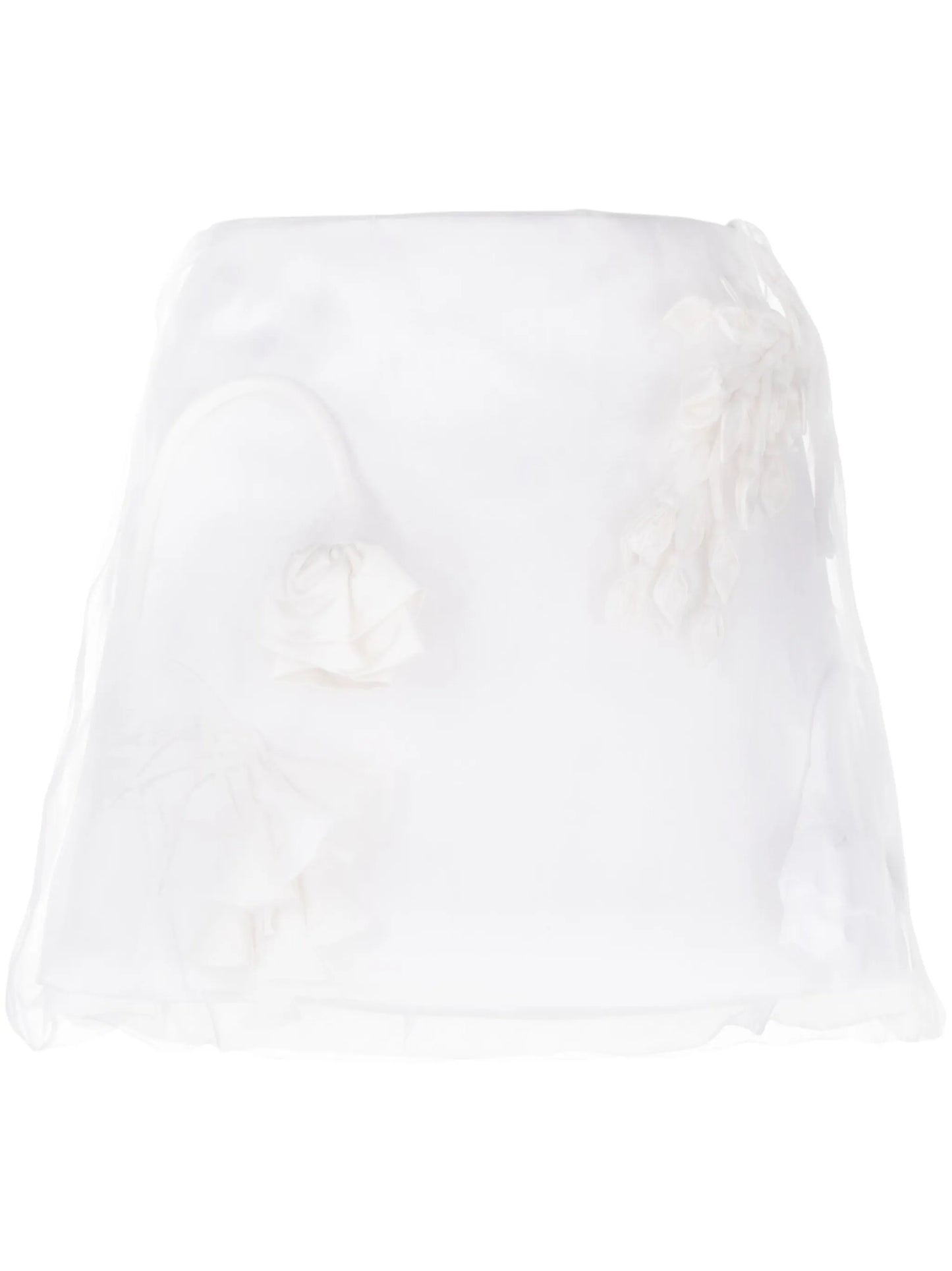 floral-appliqué silk miniskirt
