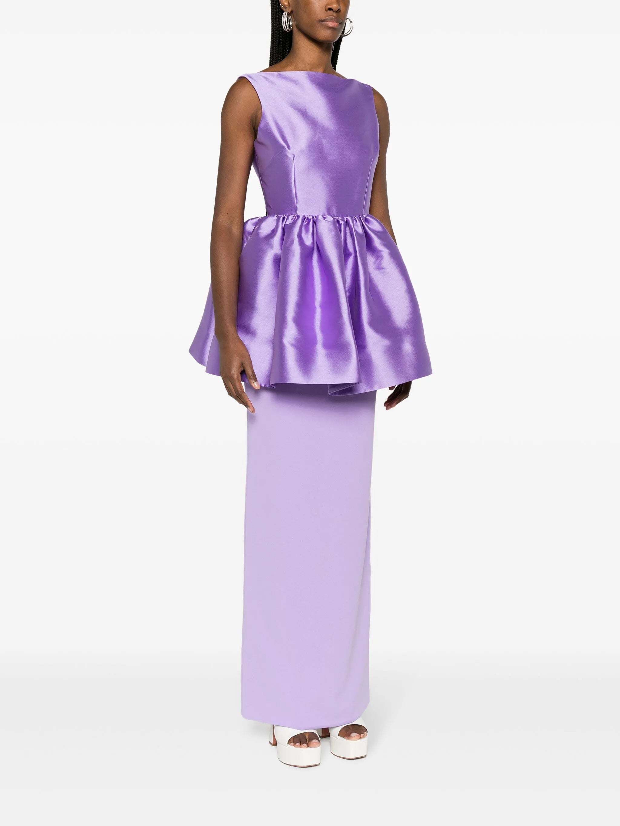 Alda peplum-skirt maxi dress