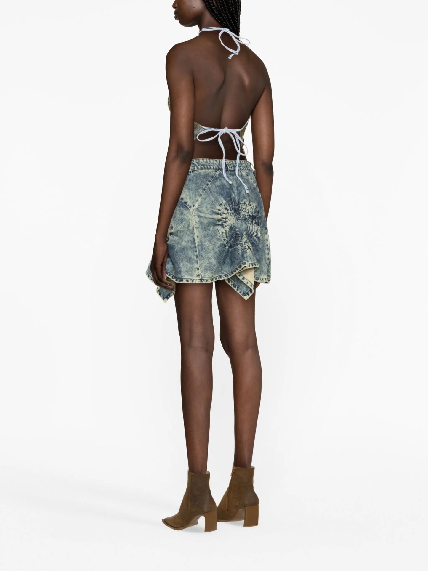 Drift ruffled denim miniskirt