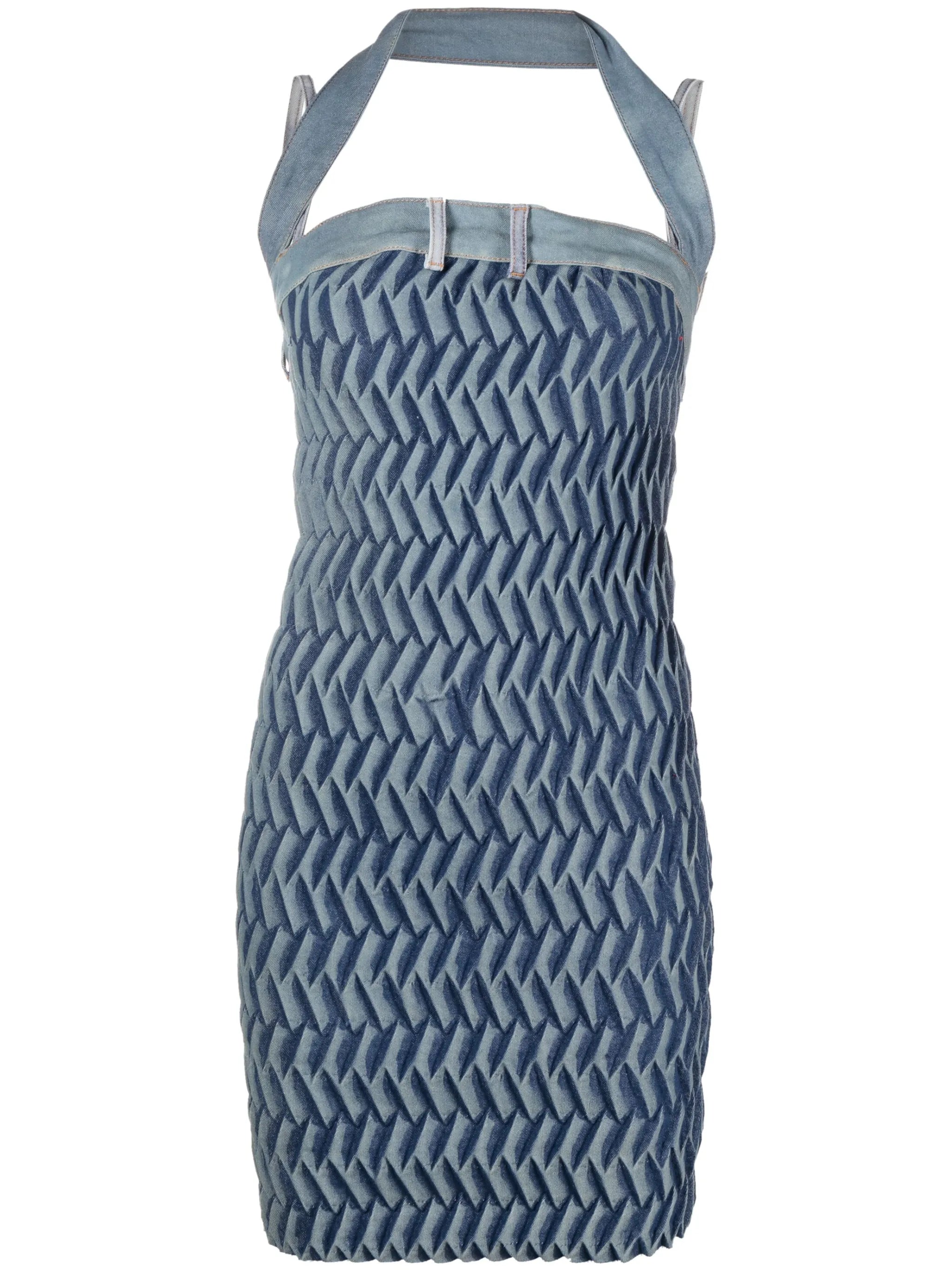 Tyre pleat-detailing denim dress