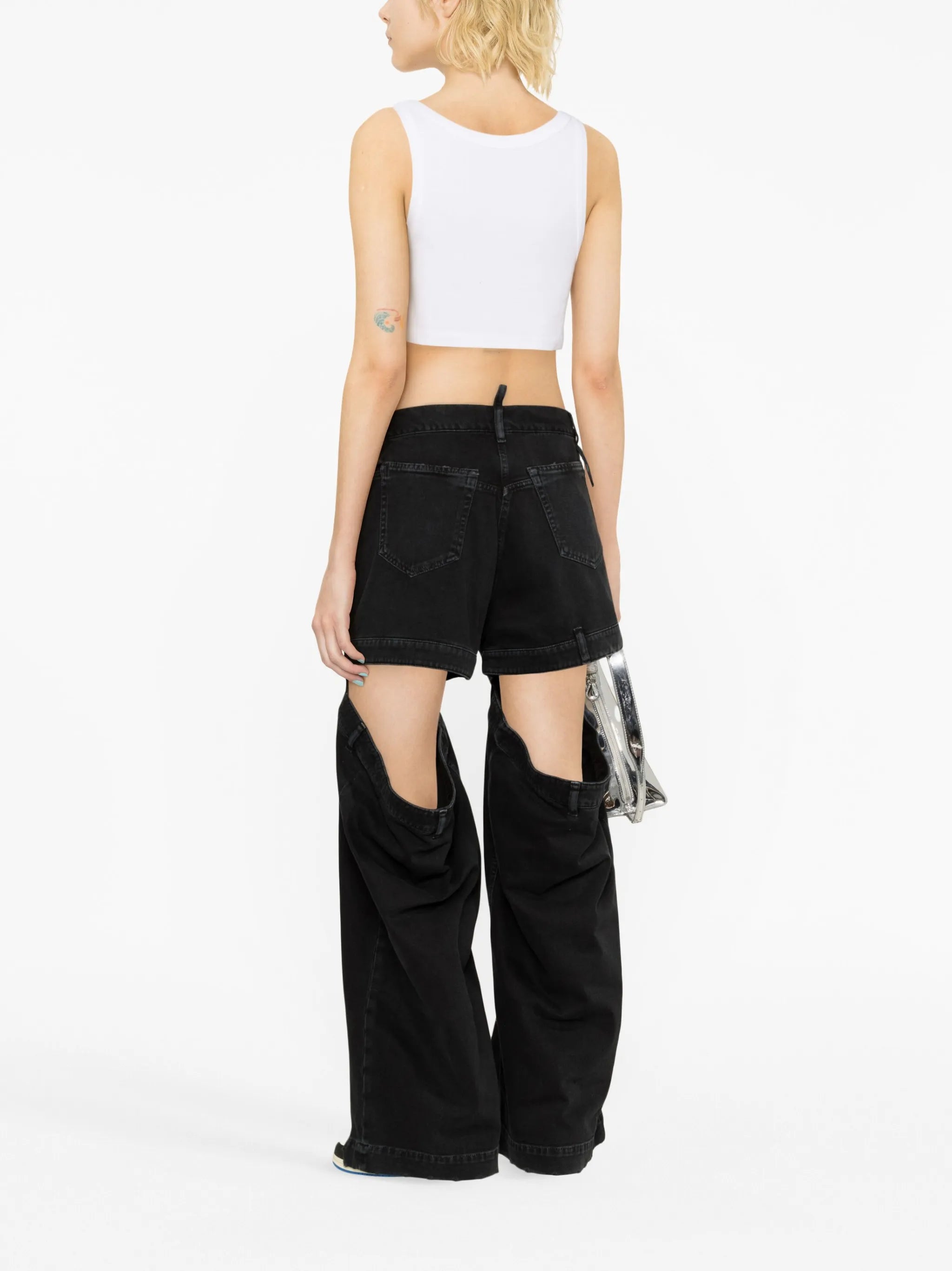 cut-out wide-leg jeans