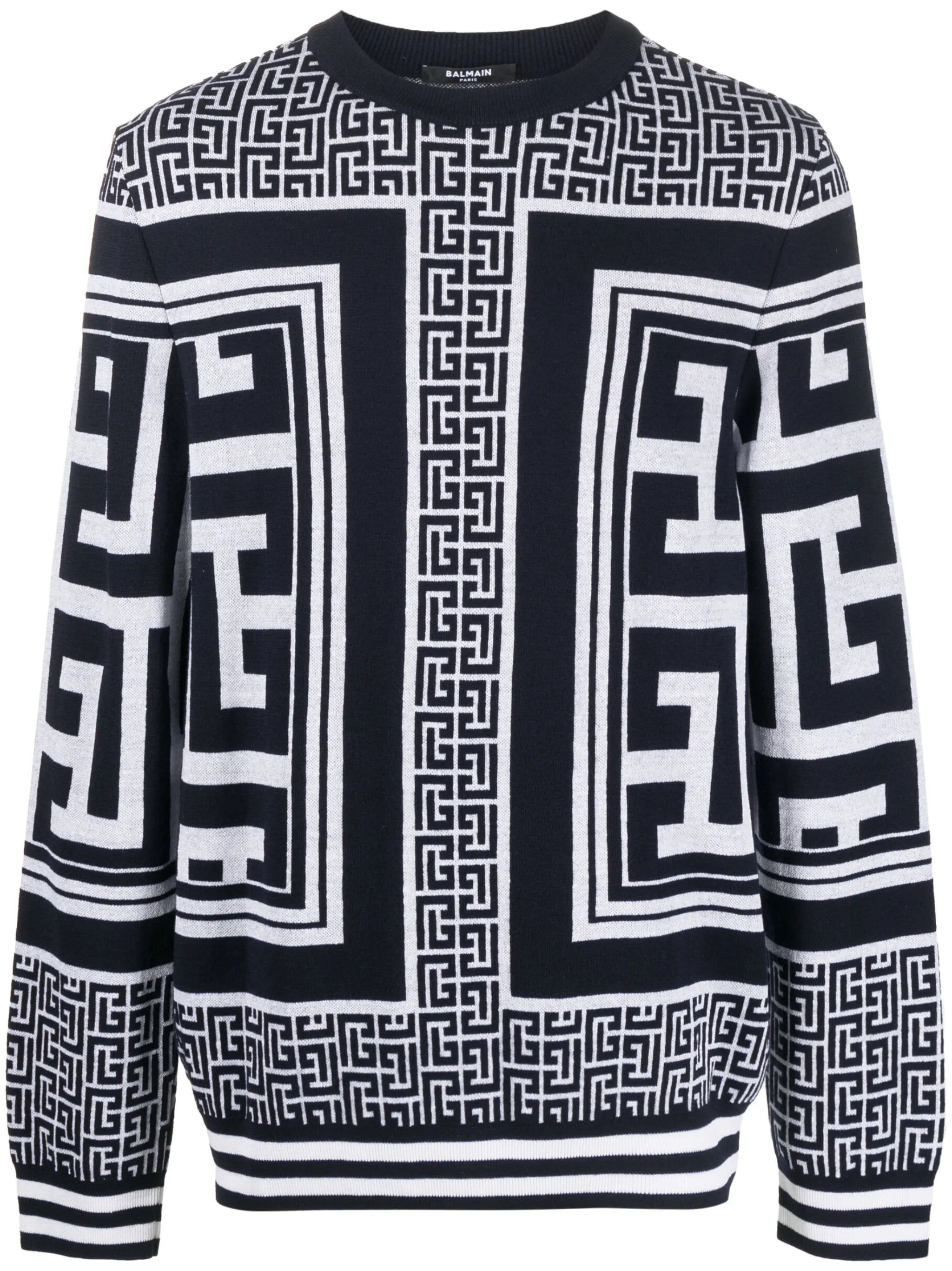 monogram-intarsia crew-neck jumper